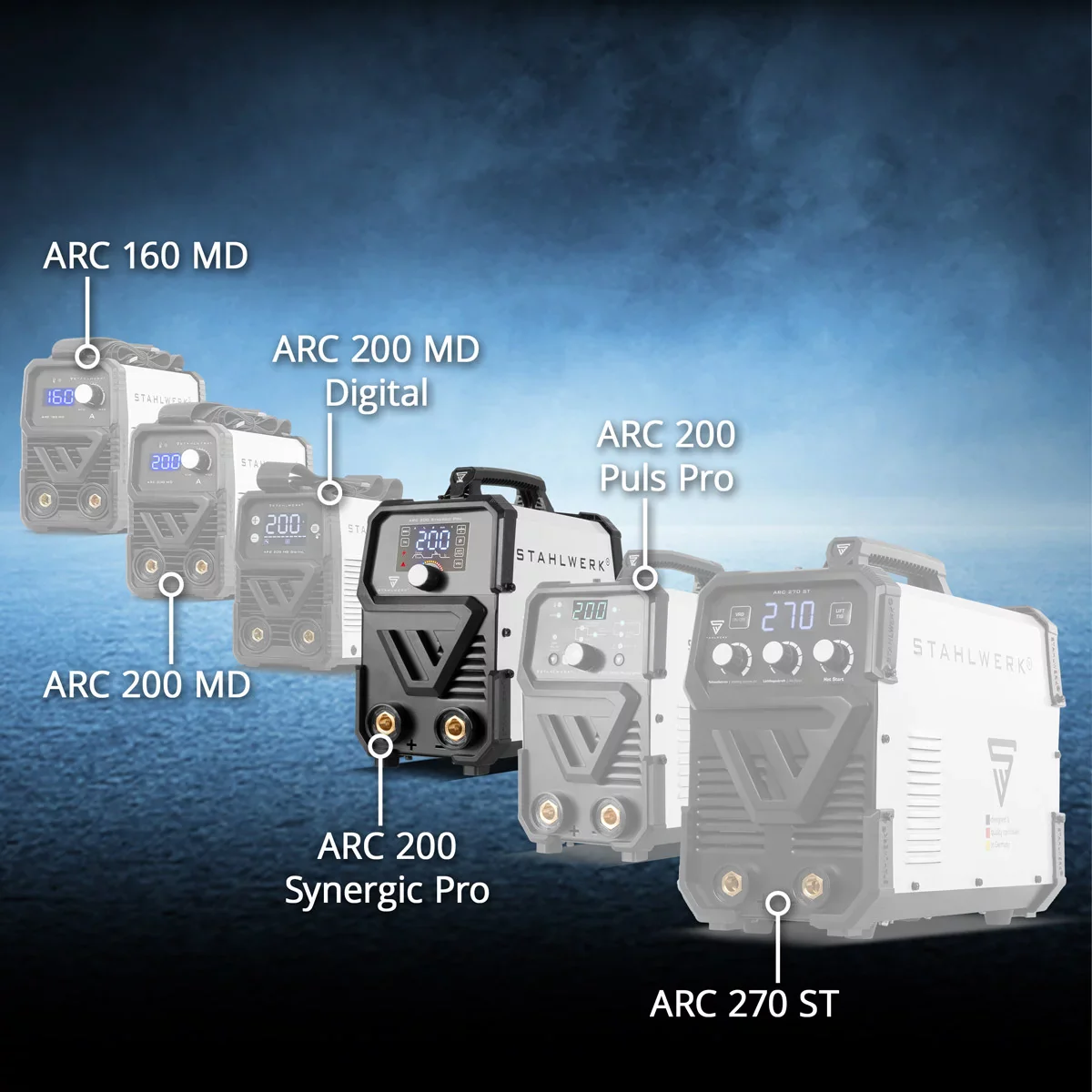 STAHLWERK ARC 200 Synergic Pro Elektroden-Schweißgerät, vollsynergischer MMA | E-Hand | Lift-TIG Inverter mit 200 Ampere und IGBT Technologie - Image 9