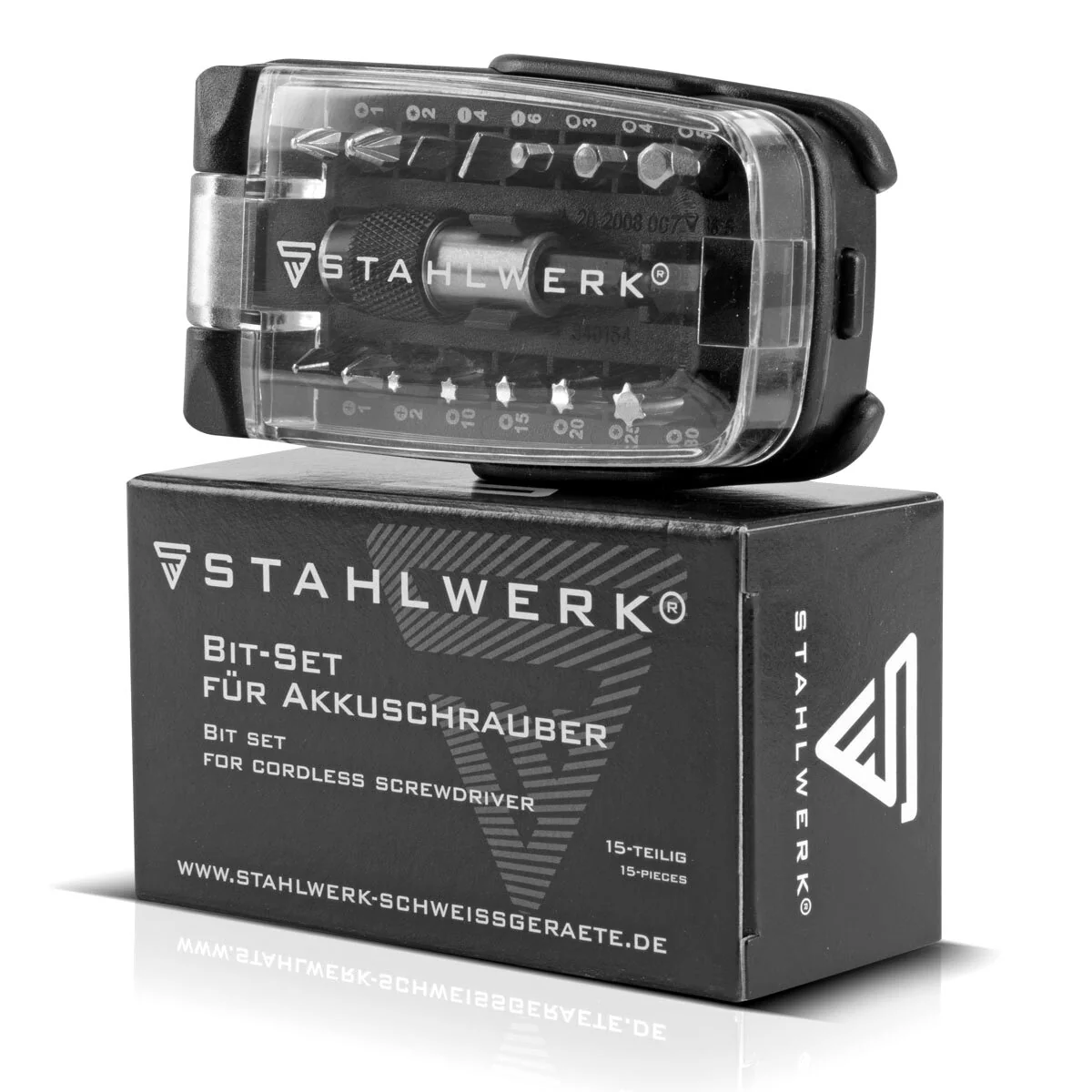 STAHLWERK 15-teiliges Profi-Bit-Set aus Chrom-Vanadium-Stahl mit Magnethalter und Schnellwechsel-Vorrichtung für Akku-Schrauber und Handbohrmaschinen - Image 3