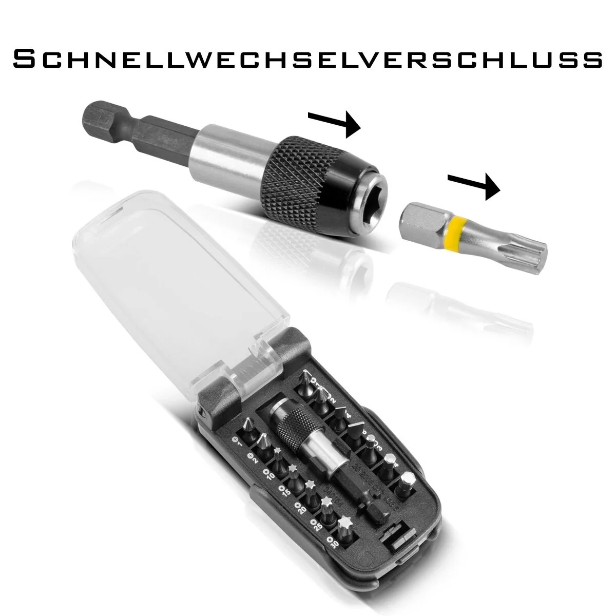 STAHLWERK 15-teiliges Profi-Bit-Set aus Chrom-Vanadium-Stahl mit Magnethalter und Schnellwechsel-Vorrichtung für Akku-Schrauber und Handbohrmaschinen - Image 7
