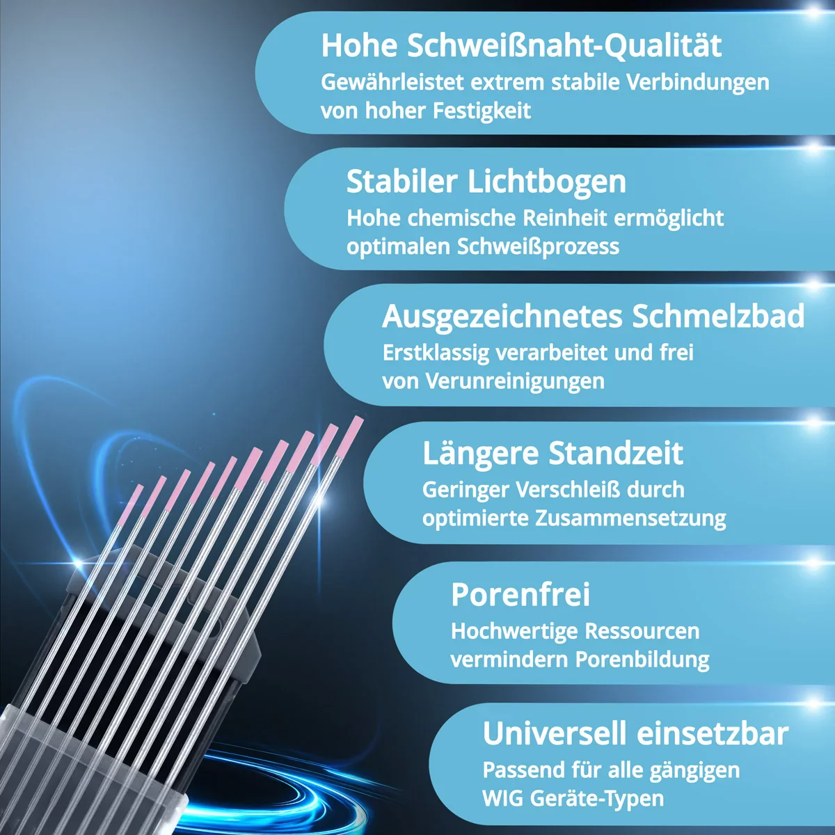 STAHLWERK Wolframelektroden / Schweißelektroden WX Pink 1,6 + 2,4 mm je 5 im praktischen 10er Set - Image 3