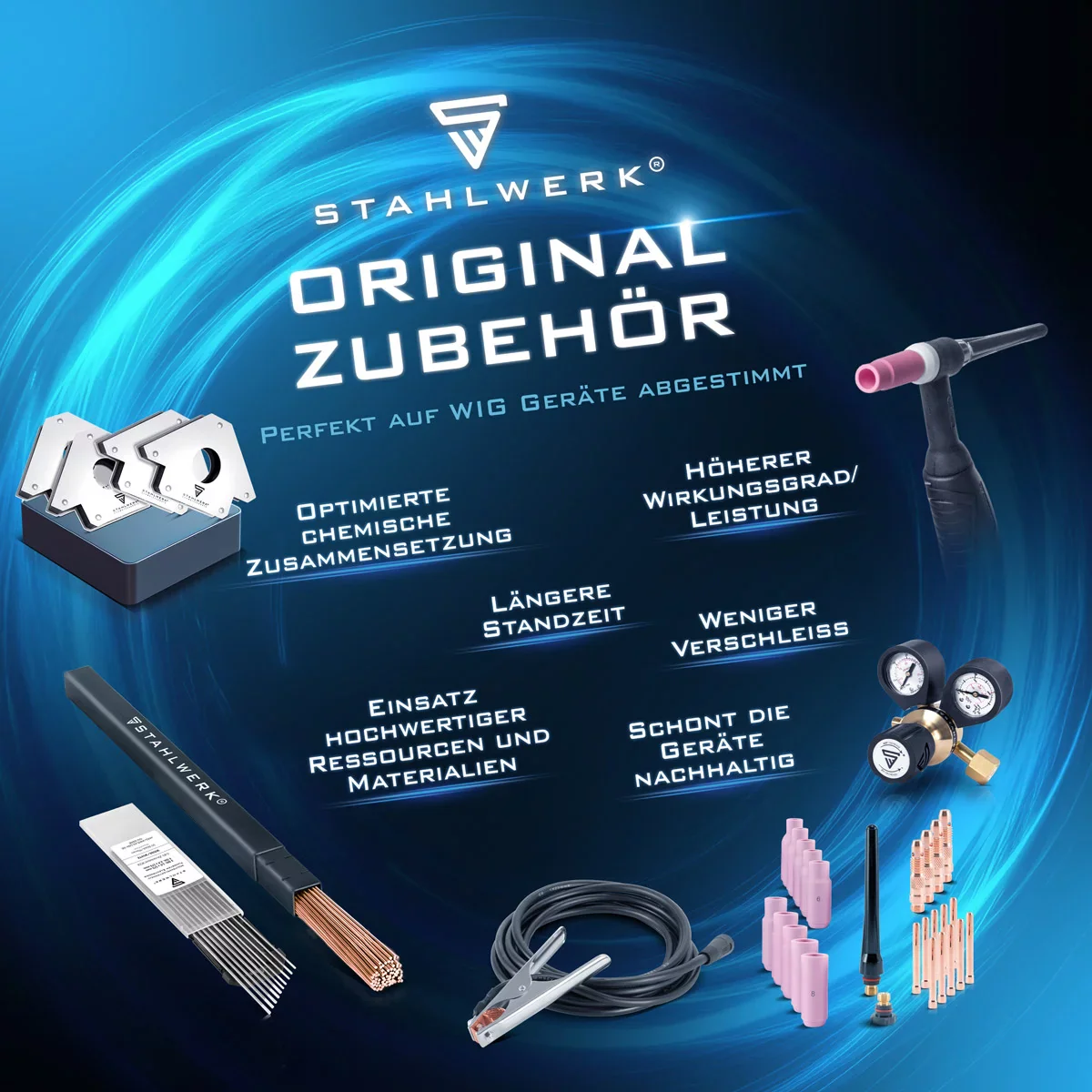 STAHLWERK Wolframelektroden / Schweißelektroden Gold, Grau, Pink, Weiss, Grün 1,6 mm je 2 im praktischen 10er Set - Image 5