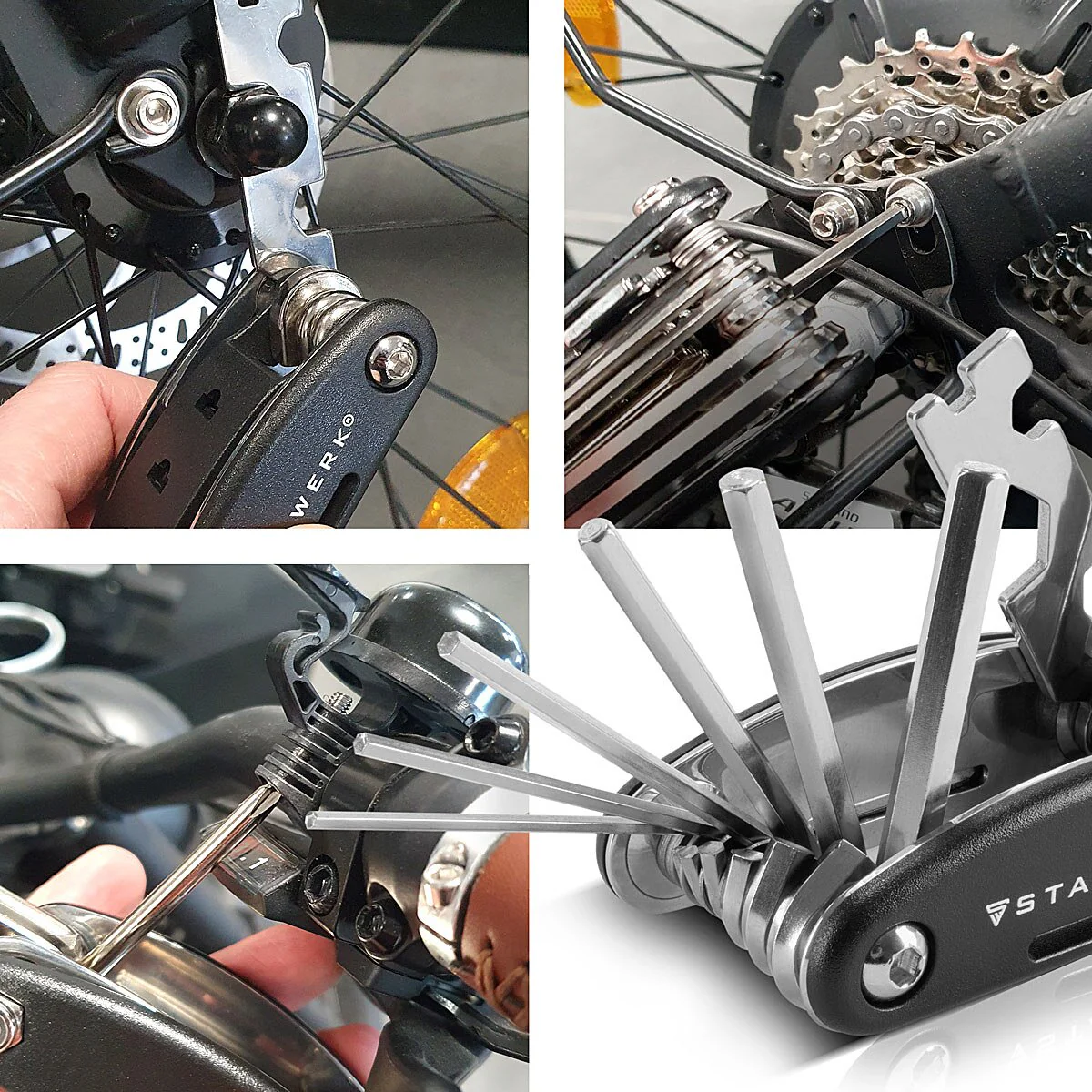 STAHLWERK Multitool / Multifunktionswerkzeug / 16 in 1 Fahrrad Reparaturwerkzeug / Radwerkzeug für unterwegs - Image 11