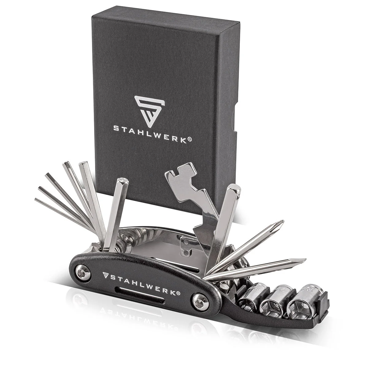 STAHLWERK Multitool / Multifunktionswerkzeug / 16 in 1 Fahrrad Reparaturwerkzeug / Radwerkzeug für unterwegs - Image 3