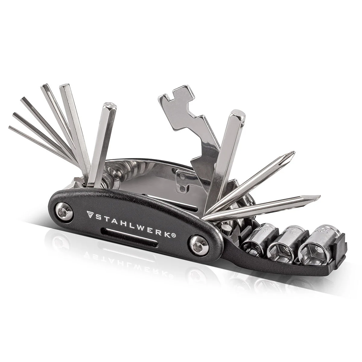 STAHLWERK Multitool / Multifunktionswerkzeug / 16 in 1 Fahrrad Reparaturwerkzeug / Radwerkzeug für unterwegs - Image 6
