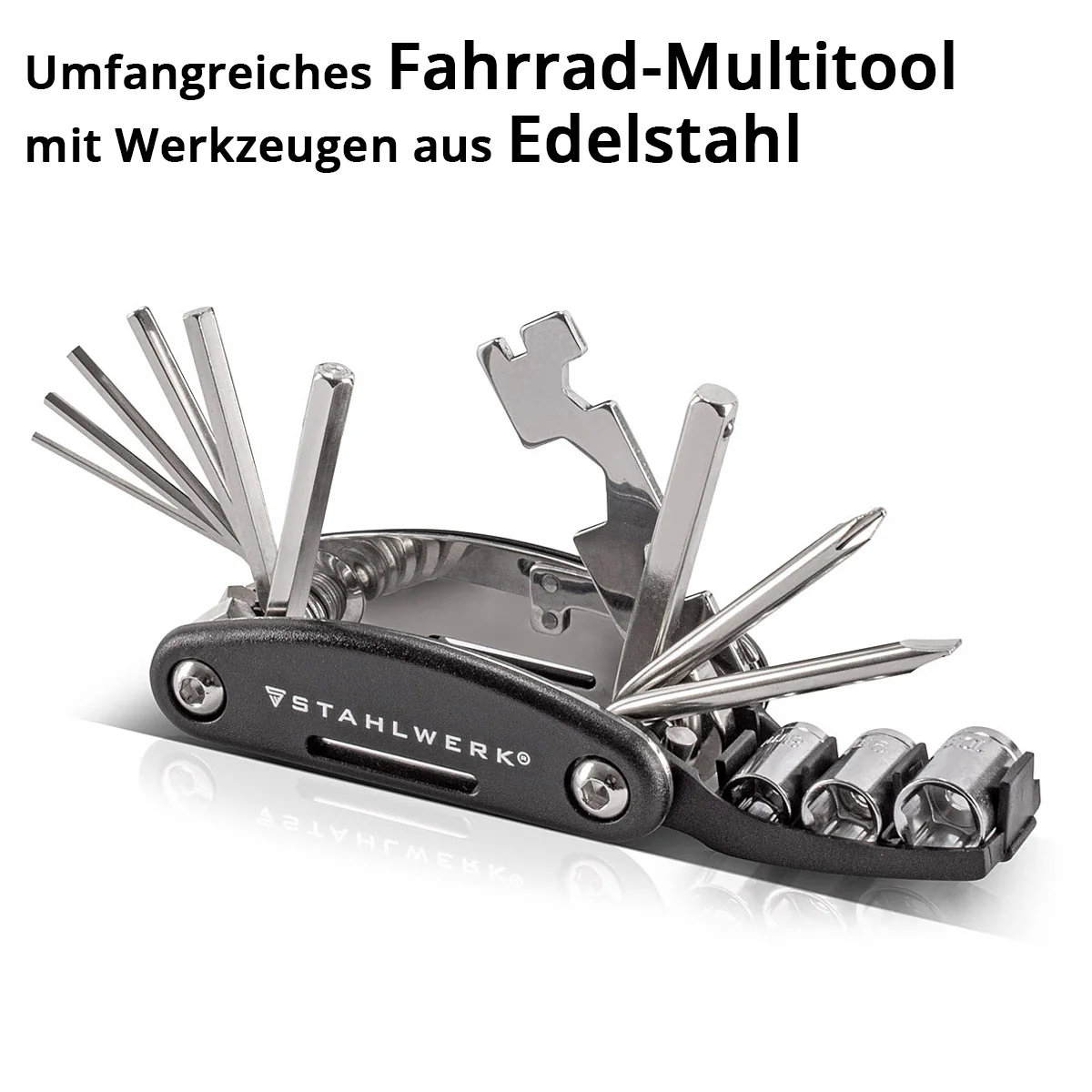 STAHLWERK Multitool / Multifunktionswerkzeug / 16 in 1 Fahrrad Reparaturwerkzeug / Radwerkzeug für unterwegs - Image 7