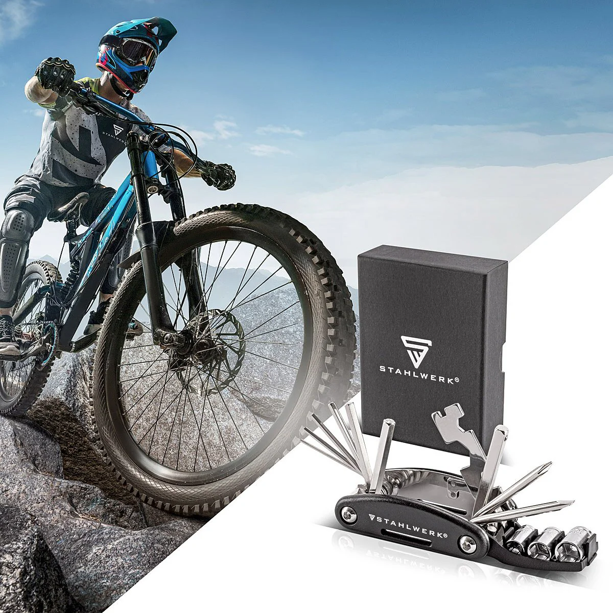 STAHLWERK Multitool / Multifunktionswerkzeug / 16 in 1 Fahrrad Reparaturwerkzeug / Radwerkzeug für unterwegs - Image 9