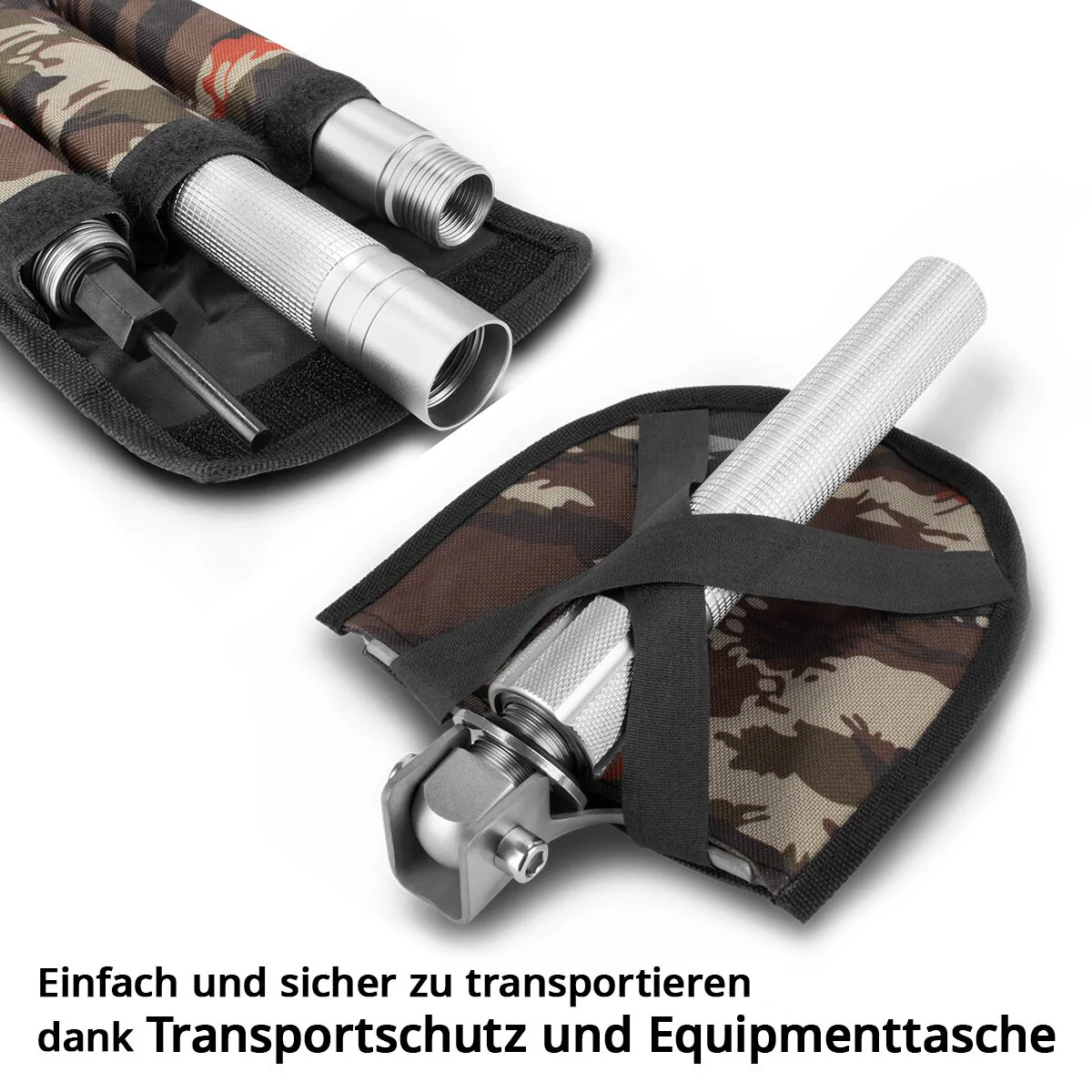 STAHLWERK Multitool / Multifunktionswerkzeug / Outdoor Survival Kit mit Klappspaten, Multifunktions-Messer, Säge, Notfallhammer und Signalpfeife mit Feuerstahl - Image 12