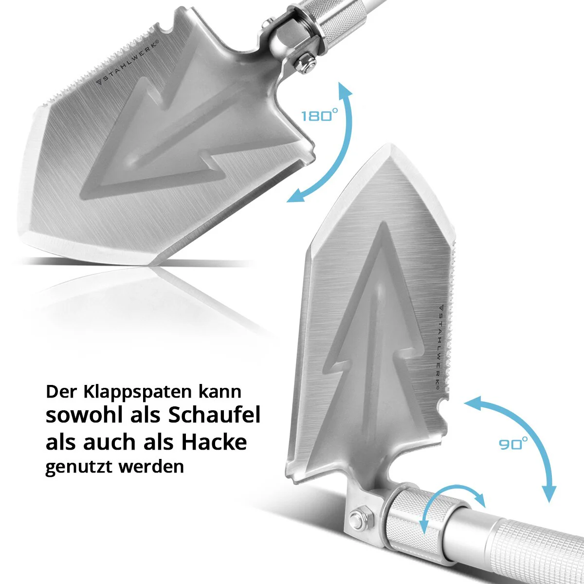 STAHLWERK Multitool / Multifunktionswerkzeug / Outdoor Survival Kit mit Klappspaten, Multifunktions-Messer, Säge, Notfallhammer und Signalpfeife mit Feuerstahl - Image 13