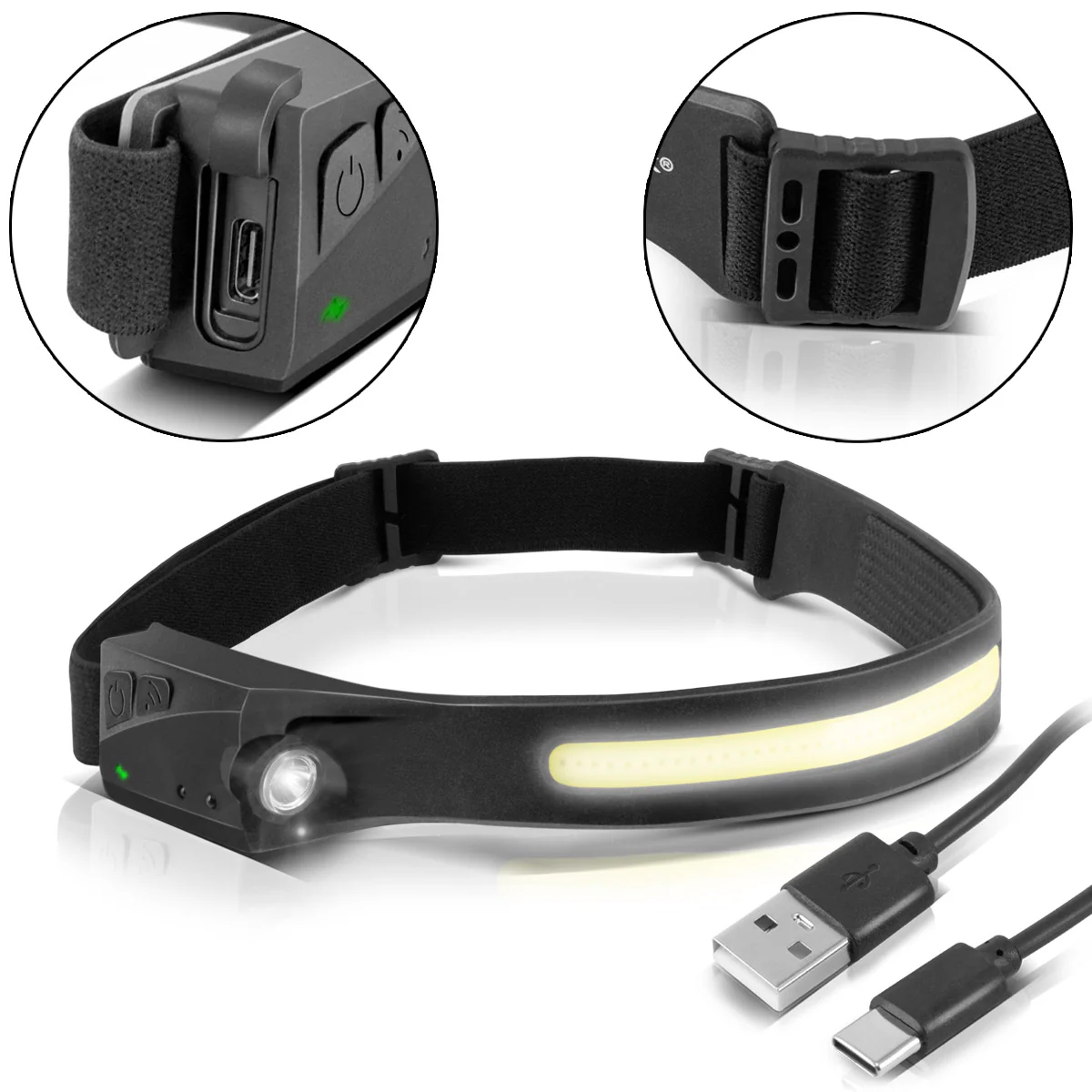 STAHLWERK LED Stirnlampe ALS-350 ST Leistungsstarke Kopfleuchte / Arbeitsleuchte / Stirnleuchte mit integriertem Akku, USB-C-Anschluss, 5 Licht-Modi und Sensor