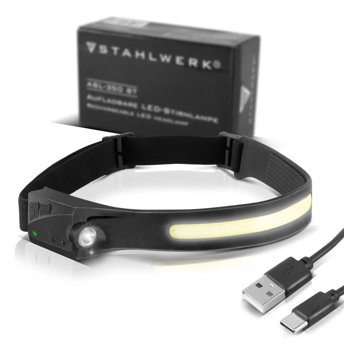 STAHLWERK LED Stirnlampe ALS-350 ST Leistungsstarke Kopfleuchte / Arbeitsleuchte / Stirnleuchte mit integriertem Akku, USB-C-Anschluss, 5 Licht-Modi und Sensor - Image 3
