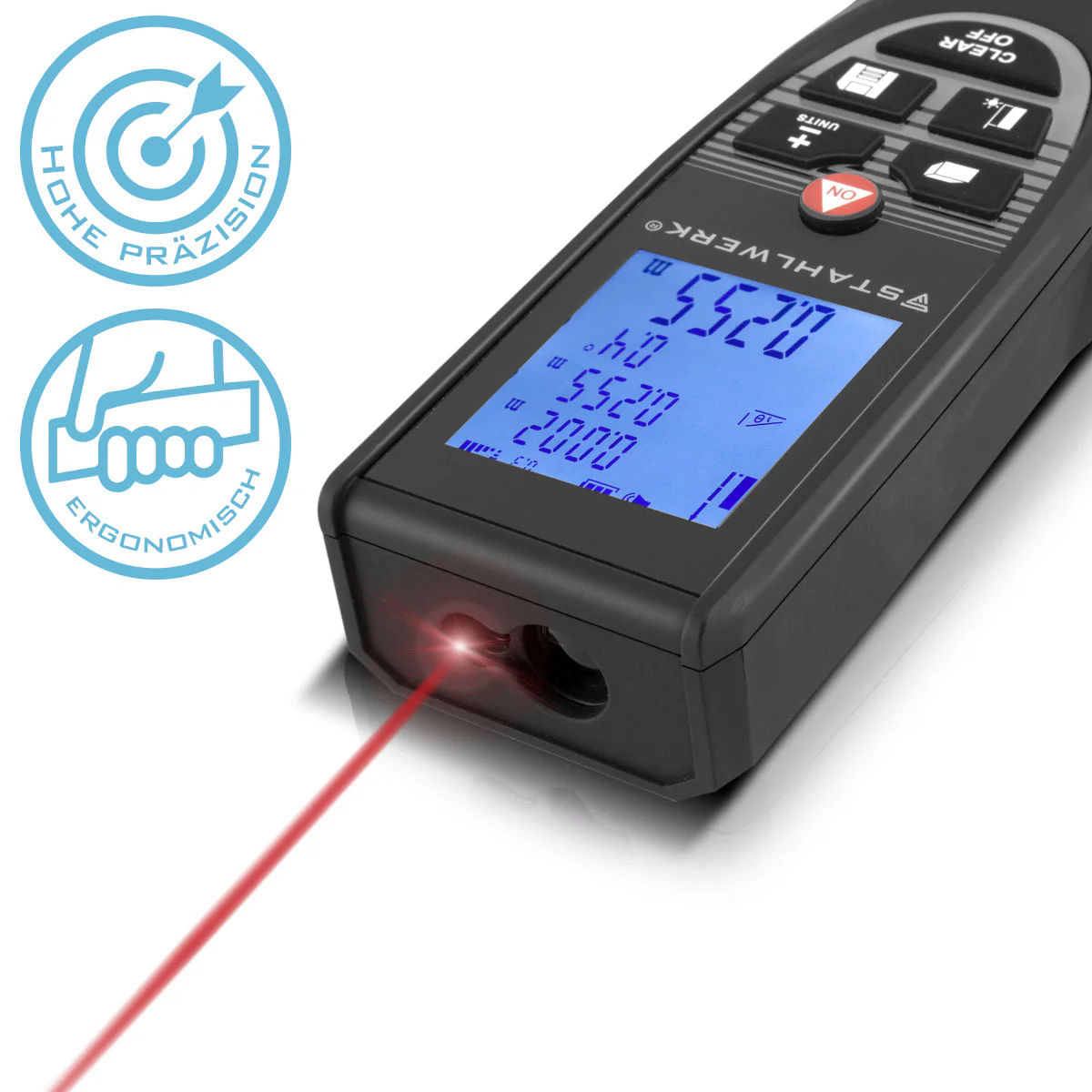 STAHLWERK Laser Entfernungsmesser LE-40 ST bis 40 m Distanzmesser mit beleuchtetem LCD Digital Display, Distanz- und Entfernungsmessgerät zum präzisen Messen von Entfernungen und Rauminhalten auf Baustellen oder in Innenräumen - Image 6