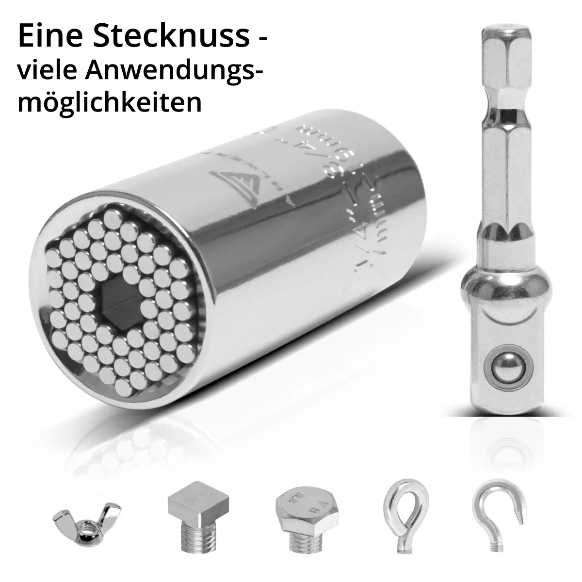 STAHLWERK Universal-Steckschlüssel 7-19 mm Multifunktionsnuss für 3/8" Ratschen inklusive Adapter für Akku-und Elektrobohrmaschinen - Image 2