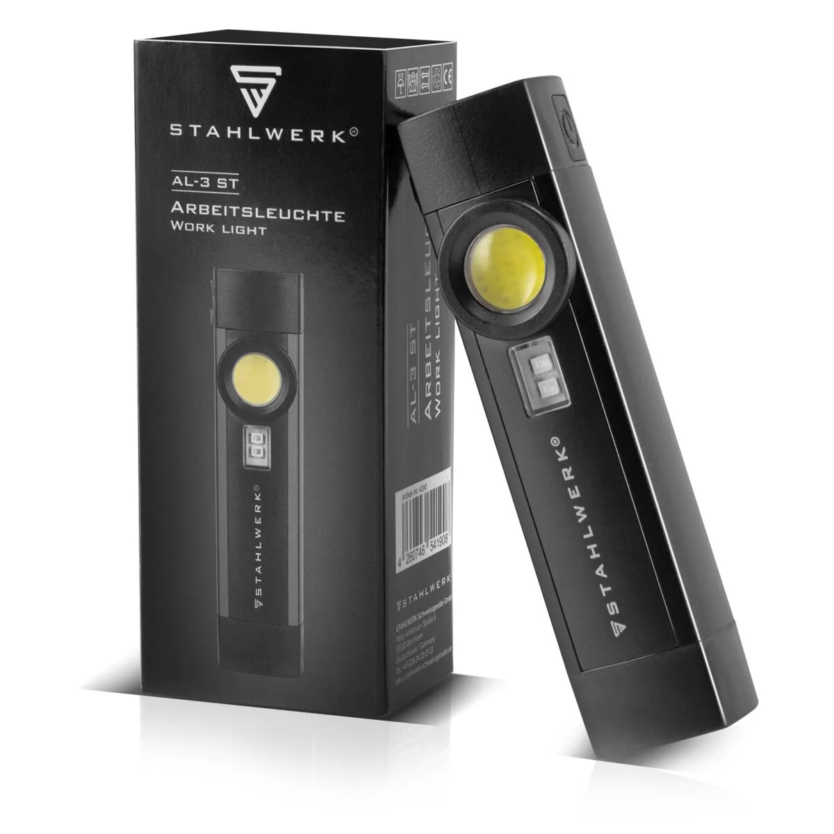 STAHLWERK LED Arbeitsleuchte AL-3 ST Leistungsstarke 5 Watt Taschenlampe / Werkstattlampe mit 4 Leucht-Modi inklusive UV-Licht, integriertem Akku, Magnet und USB-Anschluss - Image 10