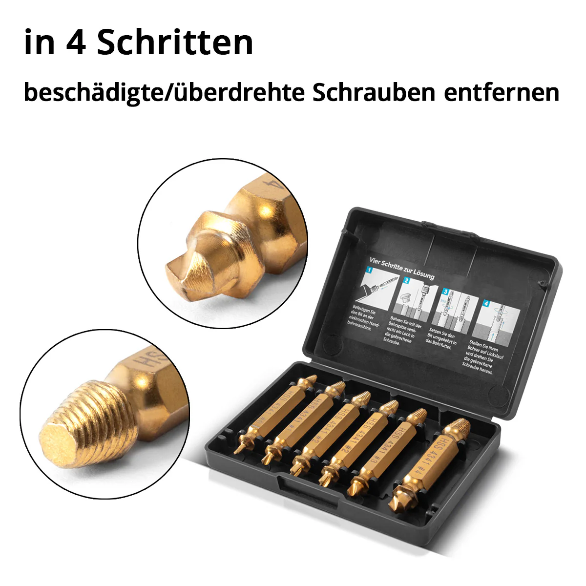 STAHLWERK Linksausdreher / Schraubenentferner / beschädigte Schrauben Ausdreher 6er Set / gehärteter HSS Stahl - Image 4