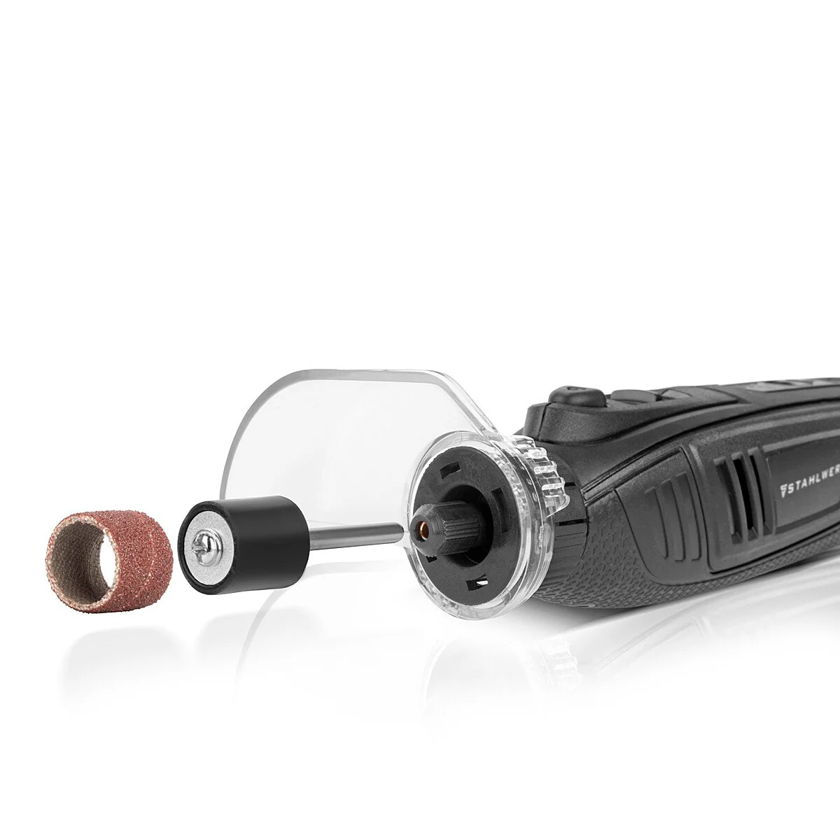 STAHLWERK Akku Mehrzweckschleifer AMF-80 ST 5.000-25.000 U/min 2.000 mAh Multifunktionswerkzeug / Drehwerkzeug / Schleifgerät / Minischleifer mit 53-teiligem Zubehör und USB-Ladekabel - Image 8