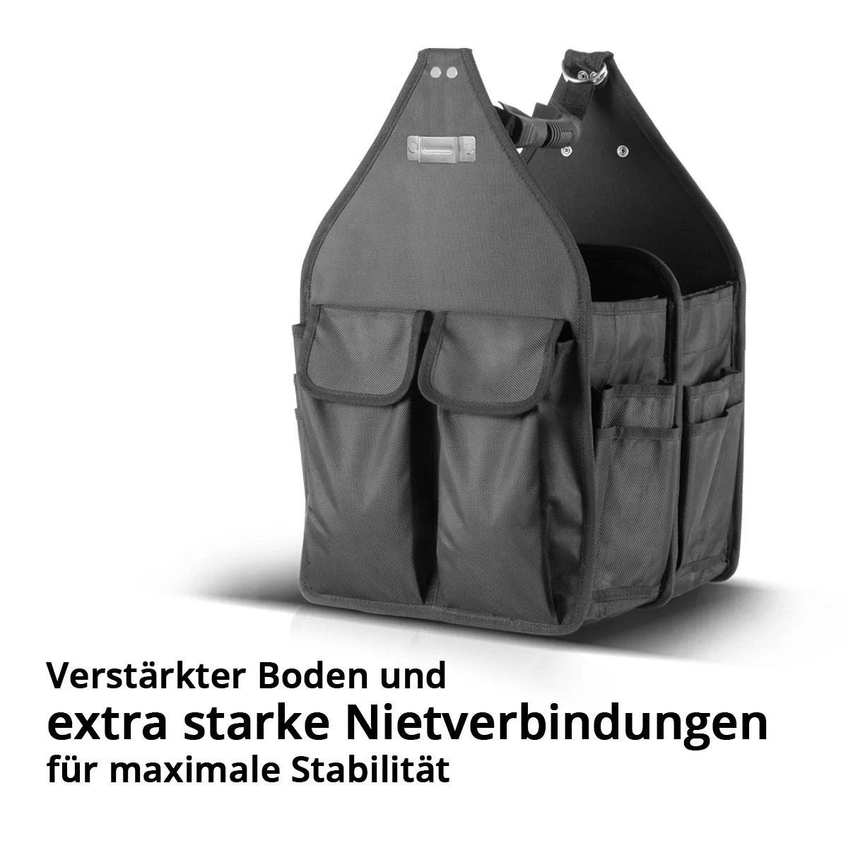 STAHLWERK Werkzeugtasche mit 11 Außentaschen und 2 großen Innenfächern mit jeweils 5 Innentaschen, robuste Montagetasche / Werkzeugkoffer / Werkzeugbeutel mit Tragegriff und Schultergurt aus strapazierfähigem Polyester-Gewebe - Image 4