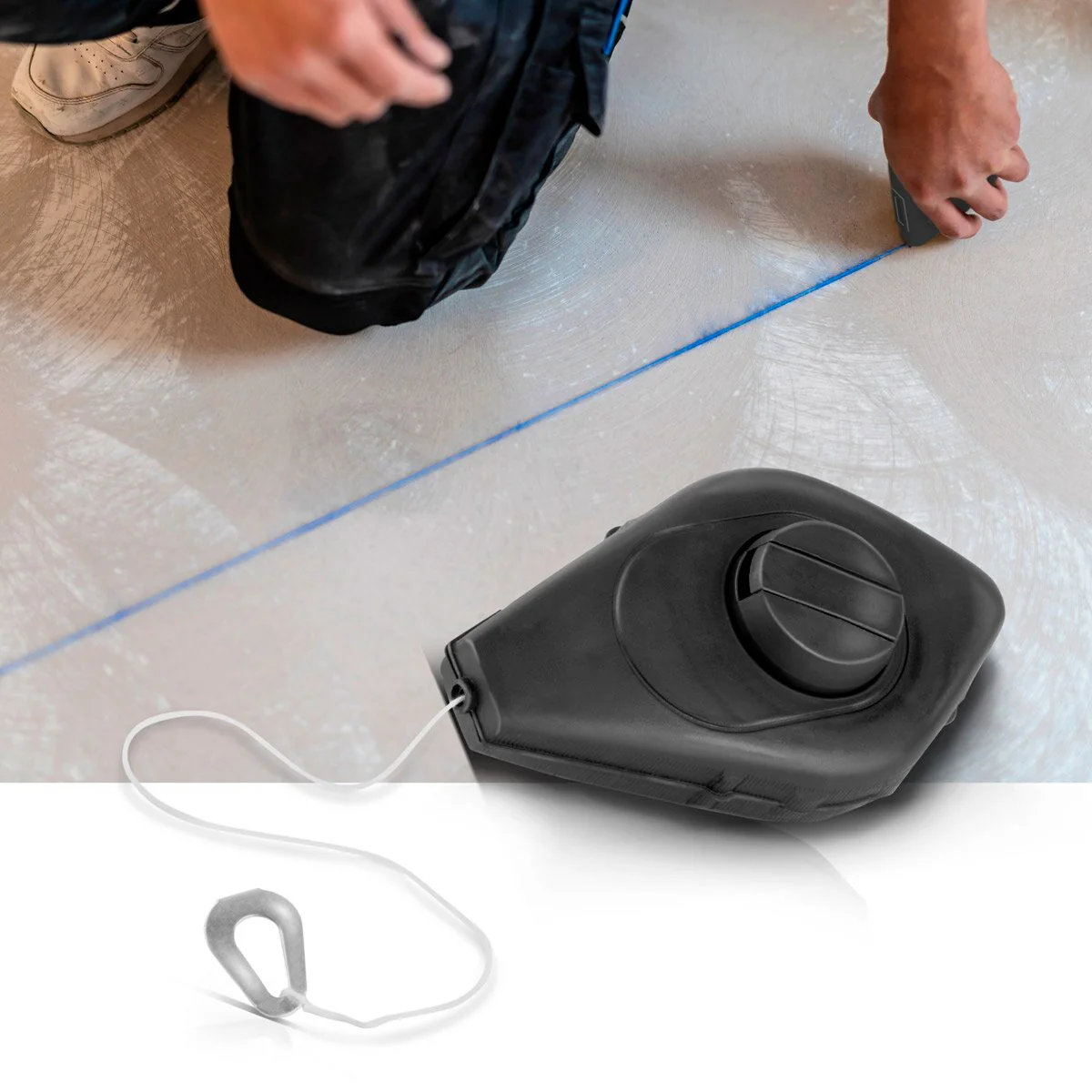 STAHLWERK Schlagschnur Set 15 m bestehend aus Markierungsschnur / Maurerschnur / Schlagschnurgerät mit schlagfestem Gehäuse, Wasserwaage und 113 g Schlagschnurkreide - Image 6