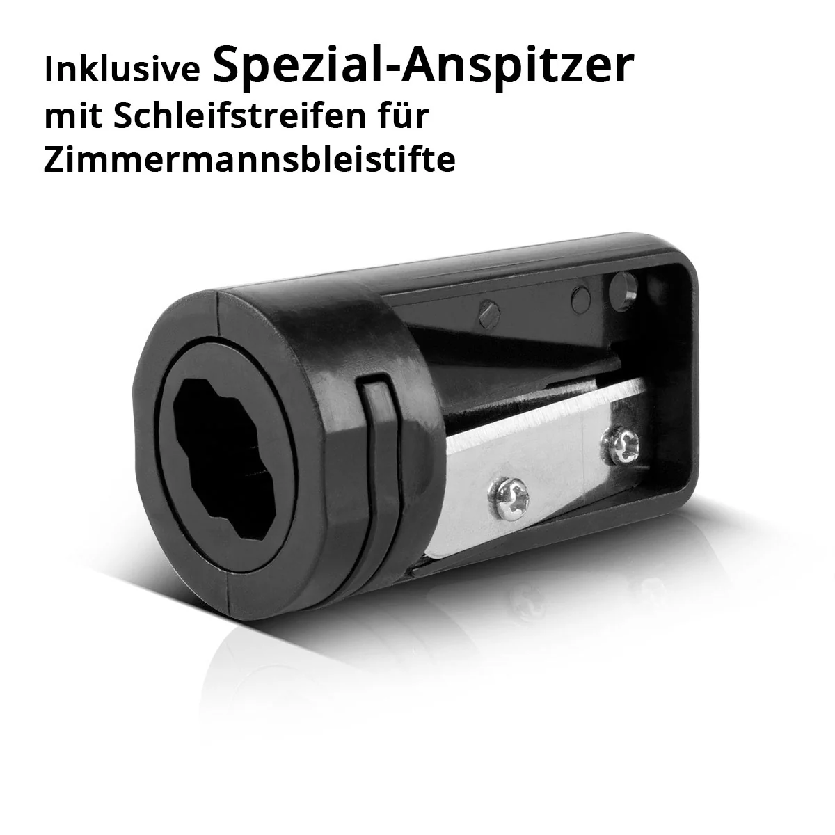 STAHLWERK Zimmermannsbleistift Set 5-teilig 180 mm (7") 4 ovale, mittelharte (HB) Baubleistifte inklusive Anspitzer mit Schleifstreifen für Bau, Handwerk und DIY - Image 4
