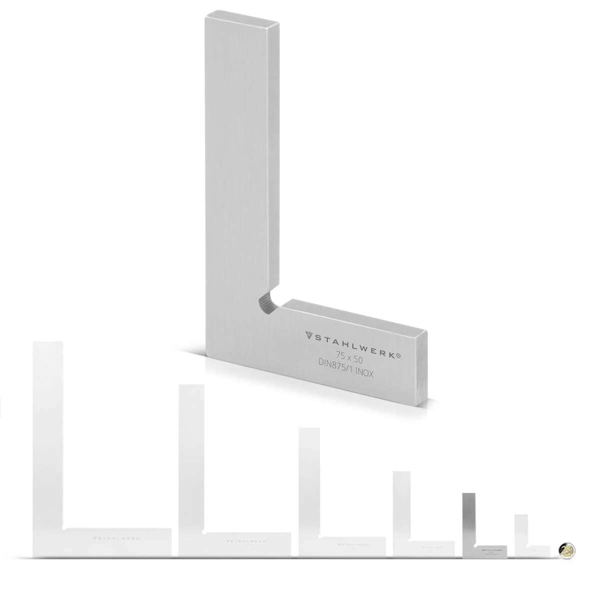 STAHLWERK Flachwinkel 90° 75 x 50 mm DIN 875/1 Kontrollwinkel / Schlosserwinkel / Anschlagwinkel aus rostfreiem Edelstahl - Image 3