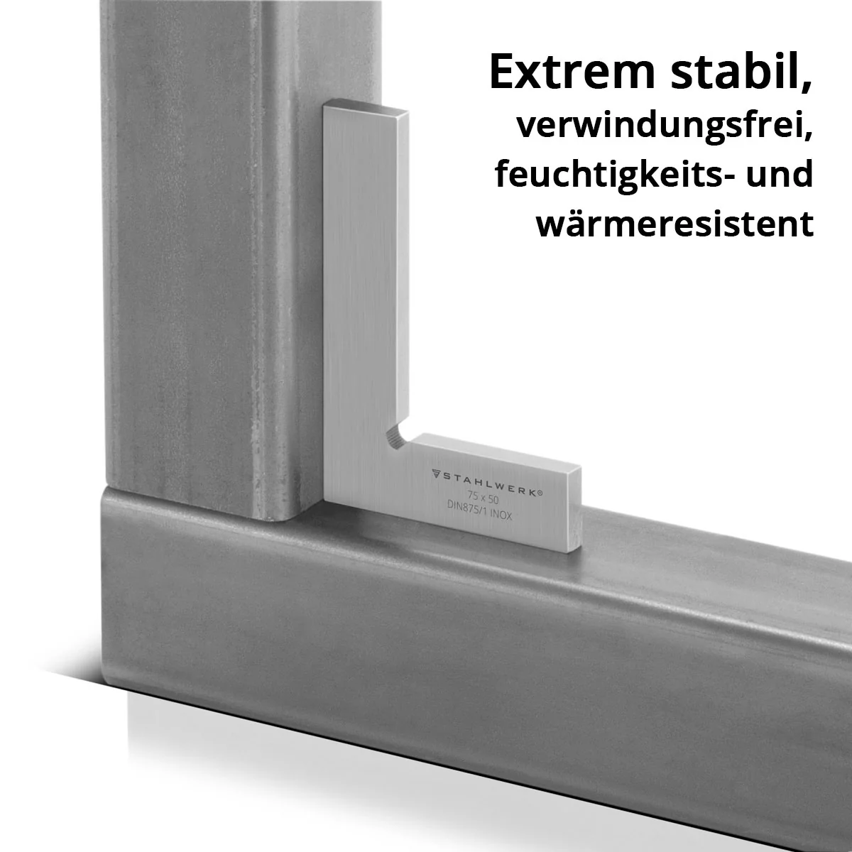 STAHLWERK Flachwinkel 90° 75 x 50 mm DIN 875/1 Kontrollwinkel / Schlosserwinkel / Anschlagwinkel aus rostfreiem Edelstahl - Image 5
