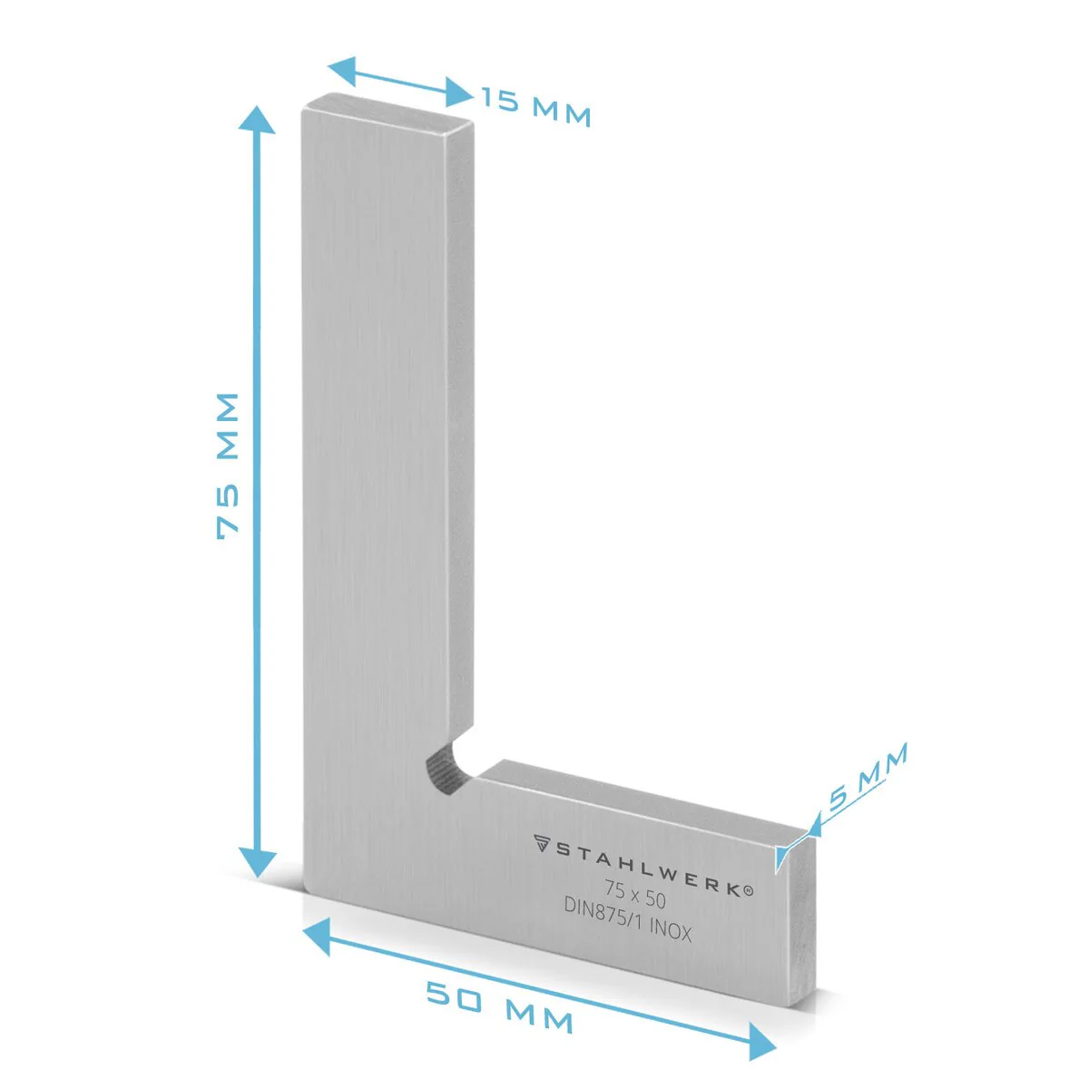 STAHLWERK Flachwinkel 90° 75 x 50 mm DIN 875/1 Kontrollwinkel / Schlosserwinkel / Anschlagwinkel aus rostfreiem Edelstahl - Image 9