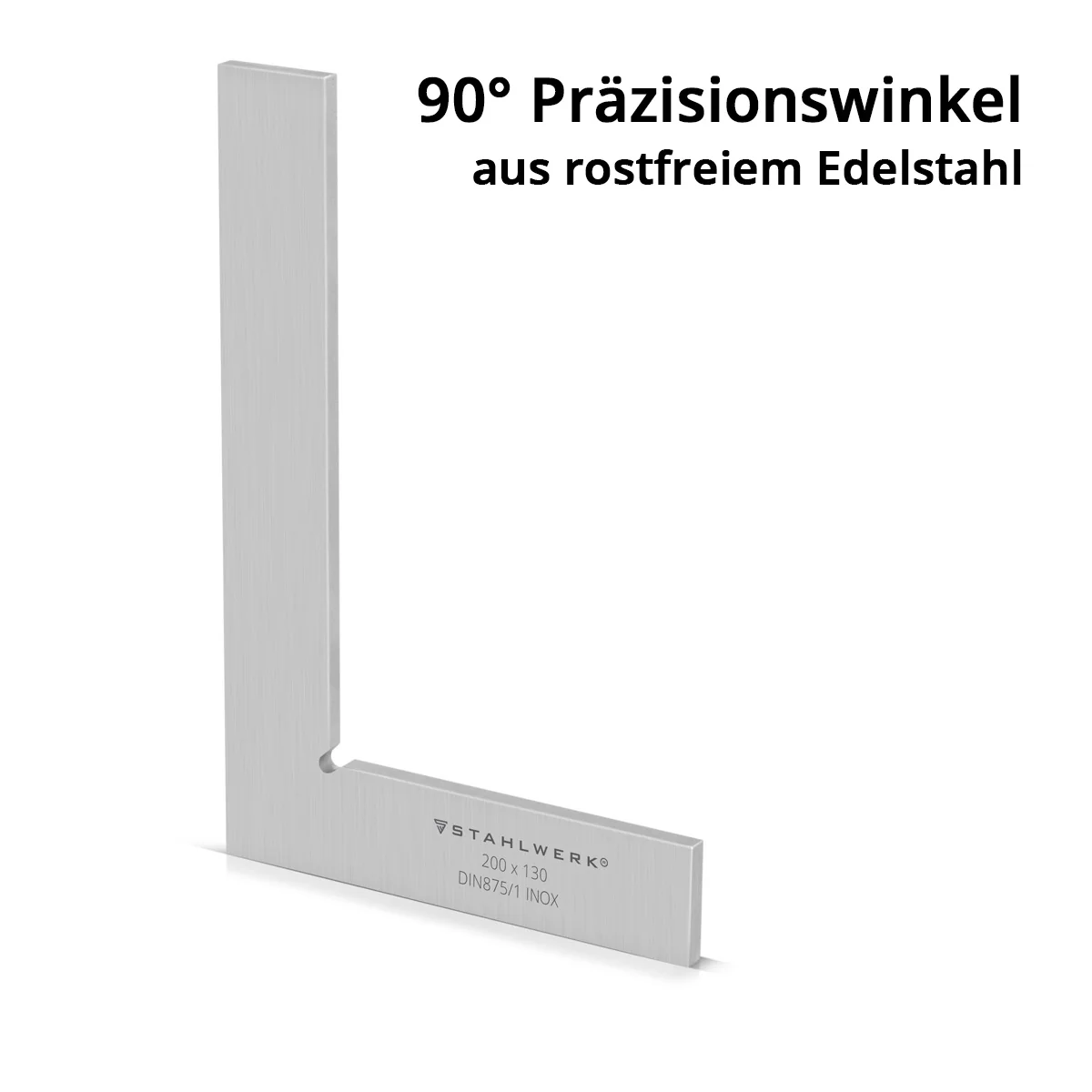 STAHLWERK Flachwinkel 90° 200 x 130 mm DIN 875/1 Kontrollwinkel / Schlosserwinkel / Anschlagwinkel / Präzisionswinkel aus rostfreiem Edelstahl - Image 4