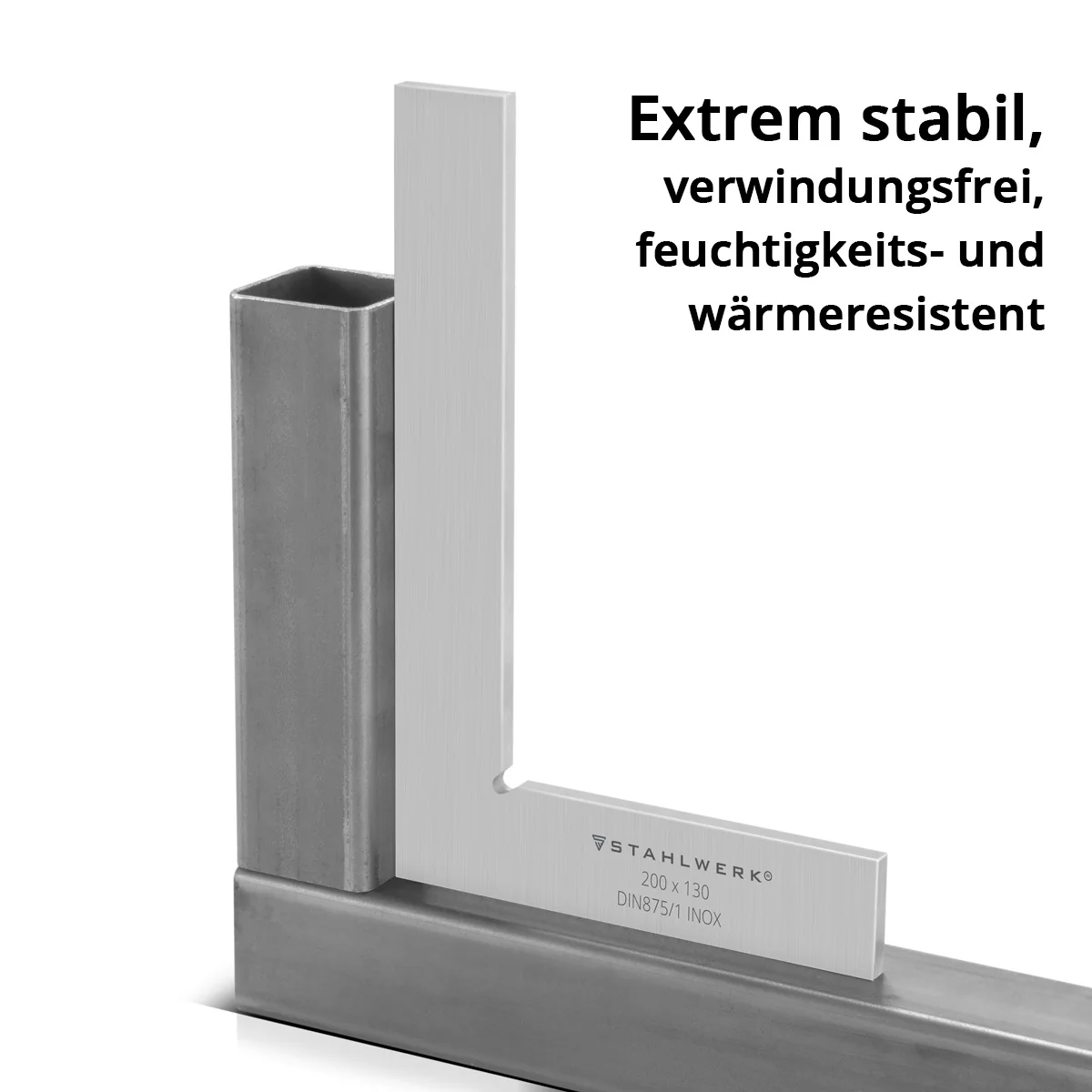 STAHLWERK Flachwinkel 90° 200 x 130 mm DIN 875/1 Kontrollwinkel / Schlosserwinkel / Anschlagwinkel / Präzisionswinkel aus rostfreiem Edelstahl - Image 5