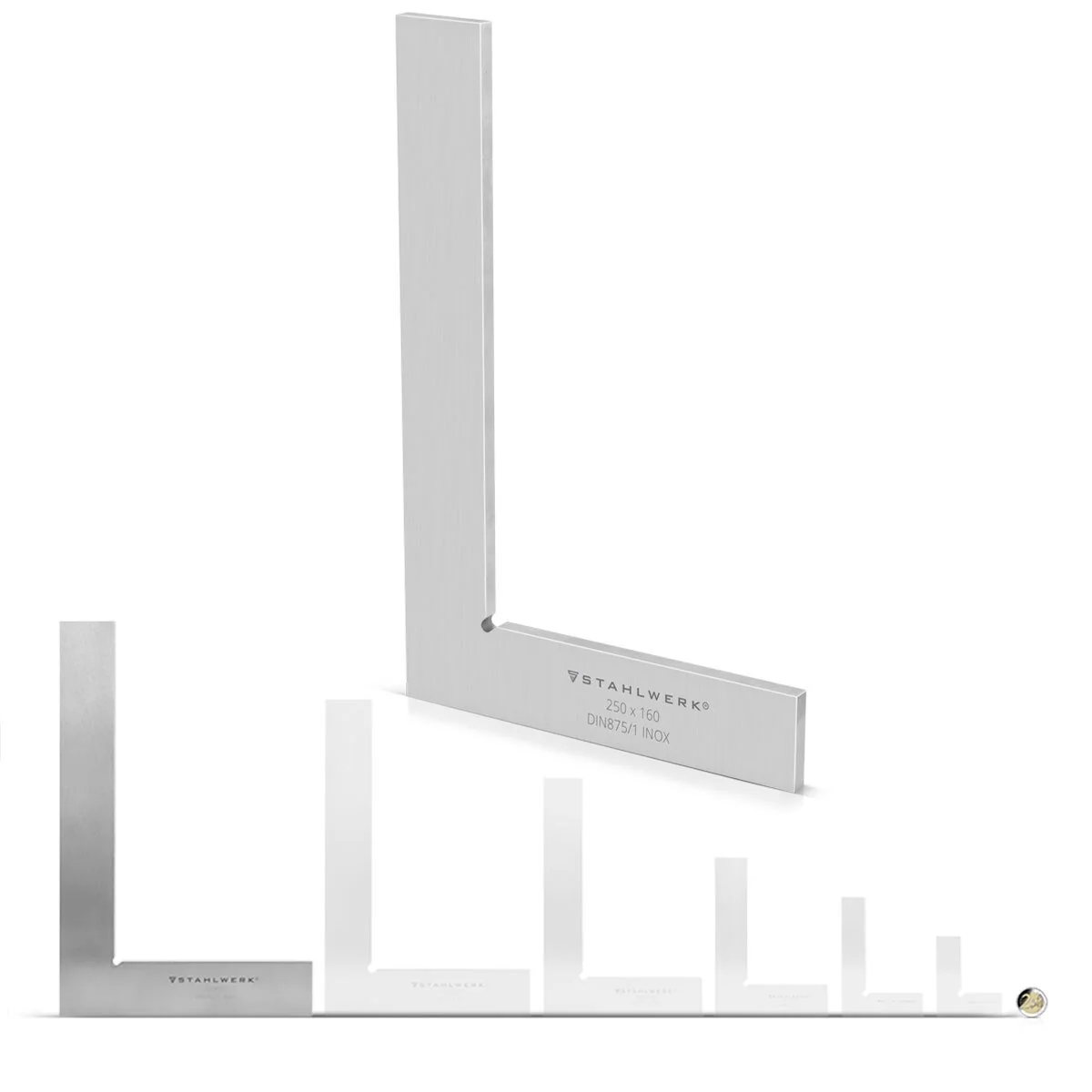 STAHLWERK Flachwinkel 90° 250 x 160 mm DIN 875/1 Kontrollwinkel / Schlosserwinkel / Anschlagwinkel / Präzisionswinkel aus rostfreiem Edelstahl - Image 3