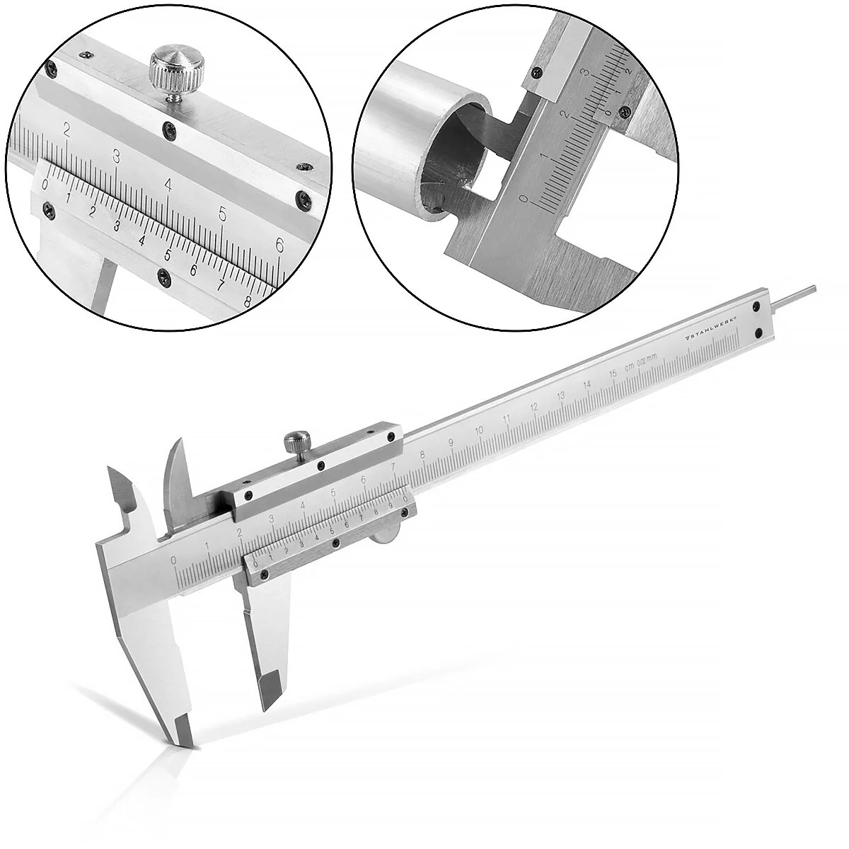 STAHLWERK Messschieber 0-150 mm DIN 862 Schieblehre / Messlehre aus gehärtetem Carbon-Stahl für Außen-, Innen- und Tiefenmaß - Image 10