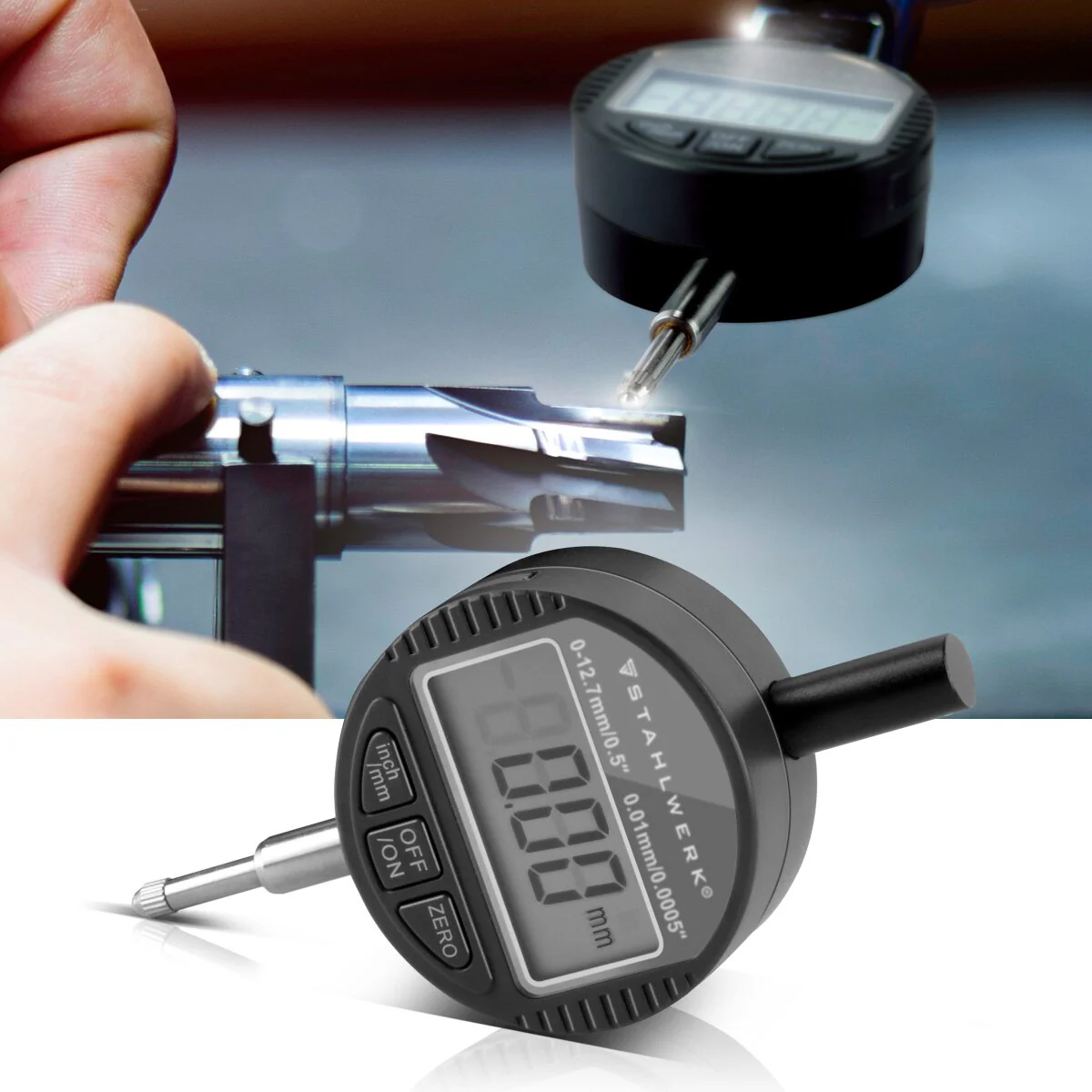 STAHLWERK Digitale Messuhr mit 0-12,7 mm (0,5") Messbereich, Messtaster für Präzisionsmessungen in Millimeter und Zoll - Image 11