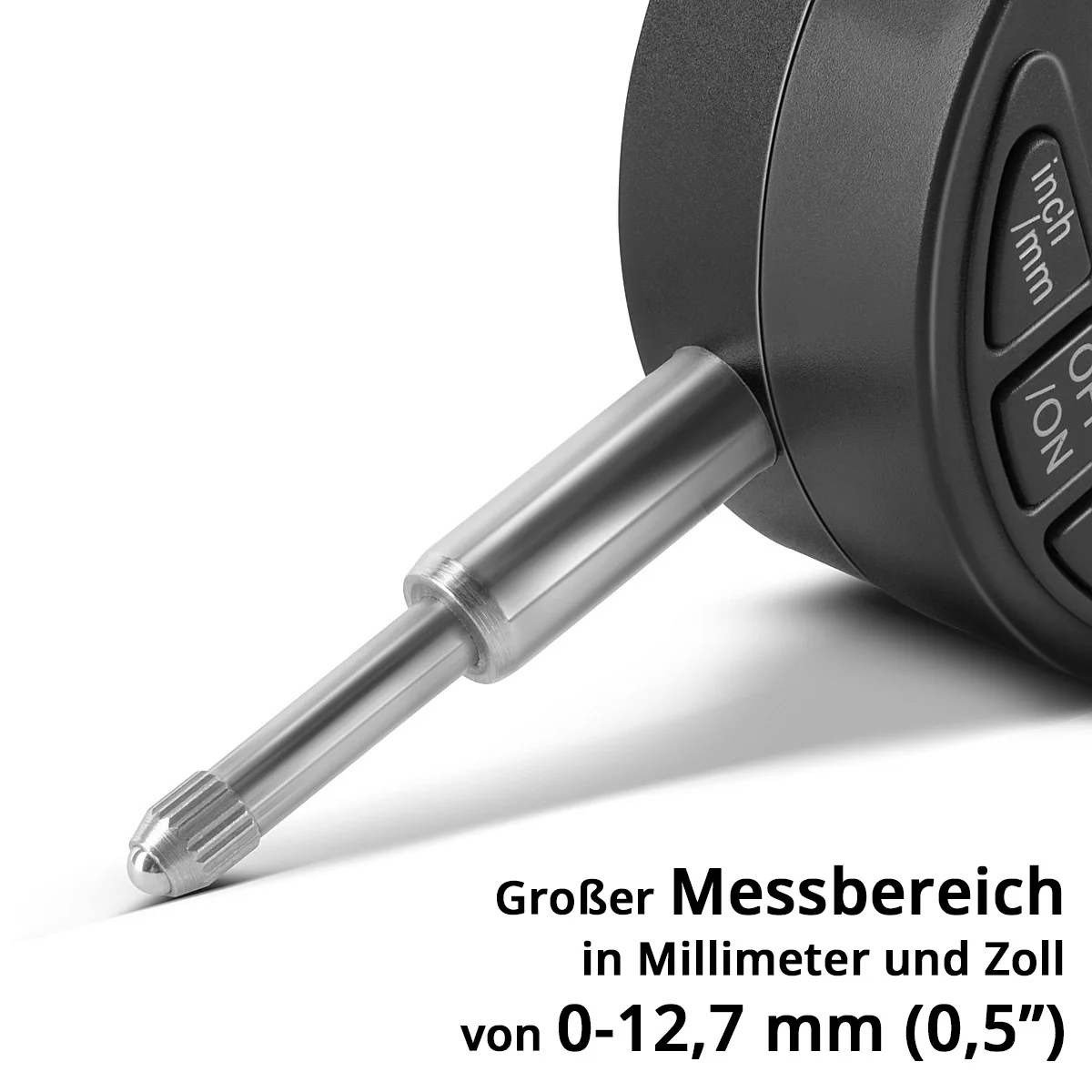 STAHLWERK Digitale Messuhr mit 0-12,7 mm (0,5") Messbereich, Messtaster für Präzisionsmessungen in Millimeter und Zoll - Image 2