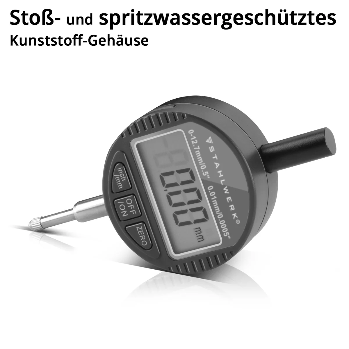 STAHLWERK Digitale Messuhr mit 0-12,7 mm (0,5") Messbereich, Messtaster für Präzisionsmessungen in Millimeter und Zoll - Image 5