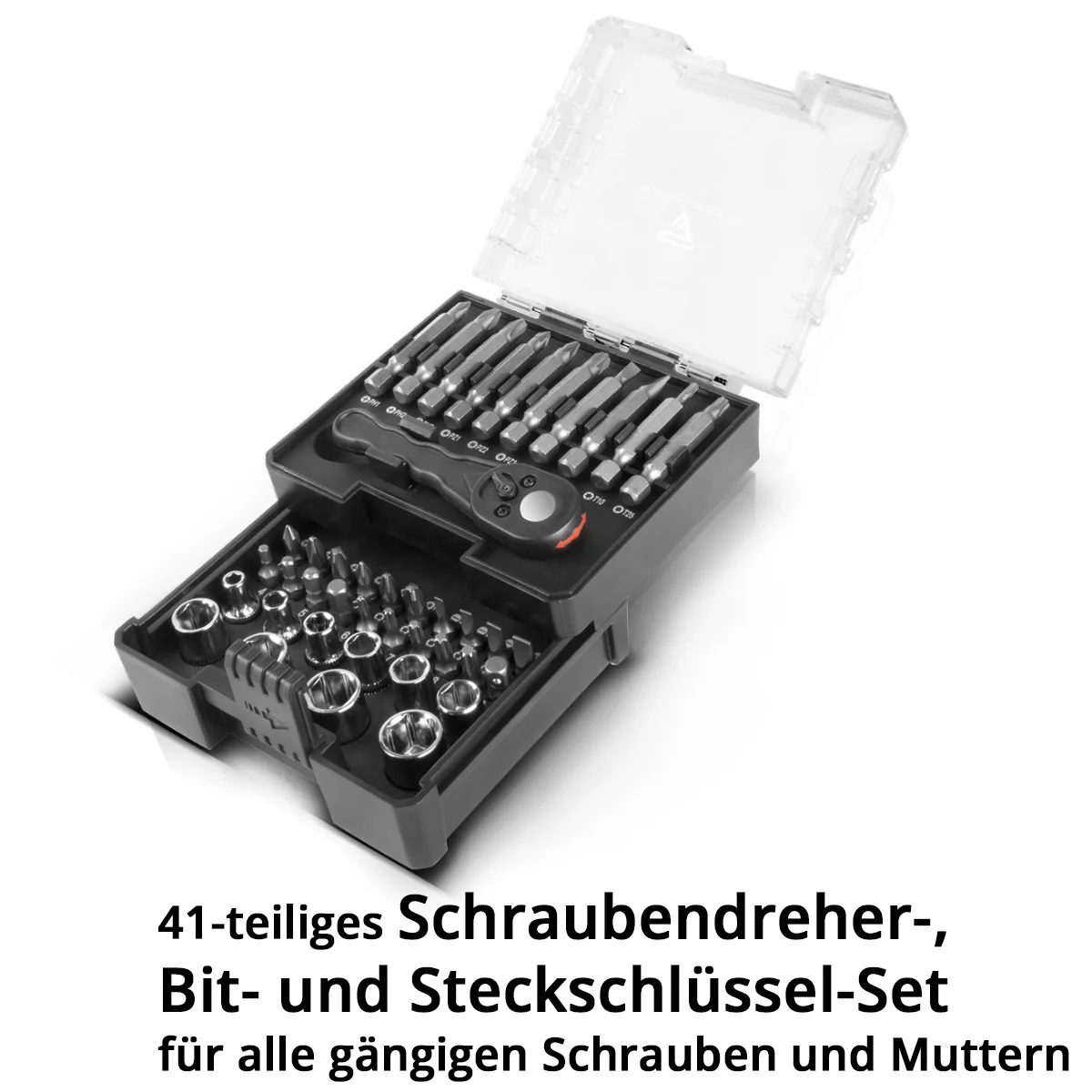 STAHLWERK 41-teiliges Schraubendreher Set, Bitsatz und Steckschlüsselsatz aus Chrom-Vanadium mit Umschaltknarre in Box / Ratschenset / Schraubenzieherset - Image 4