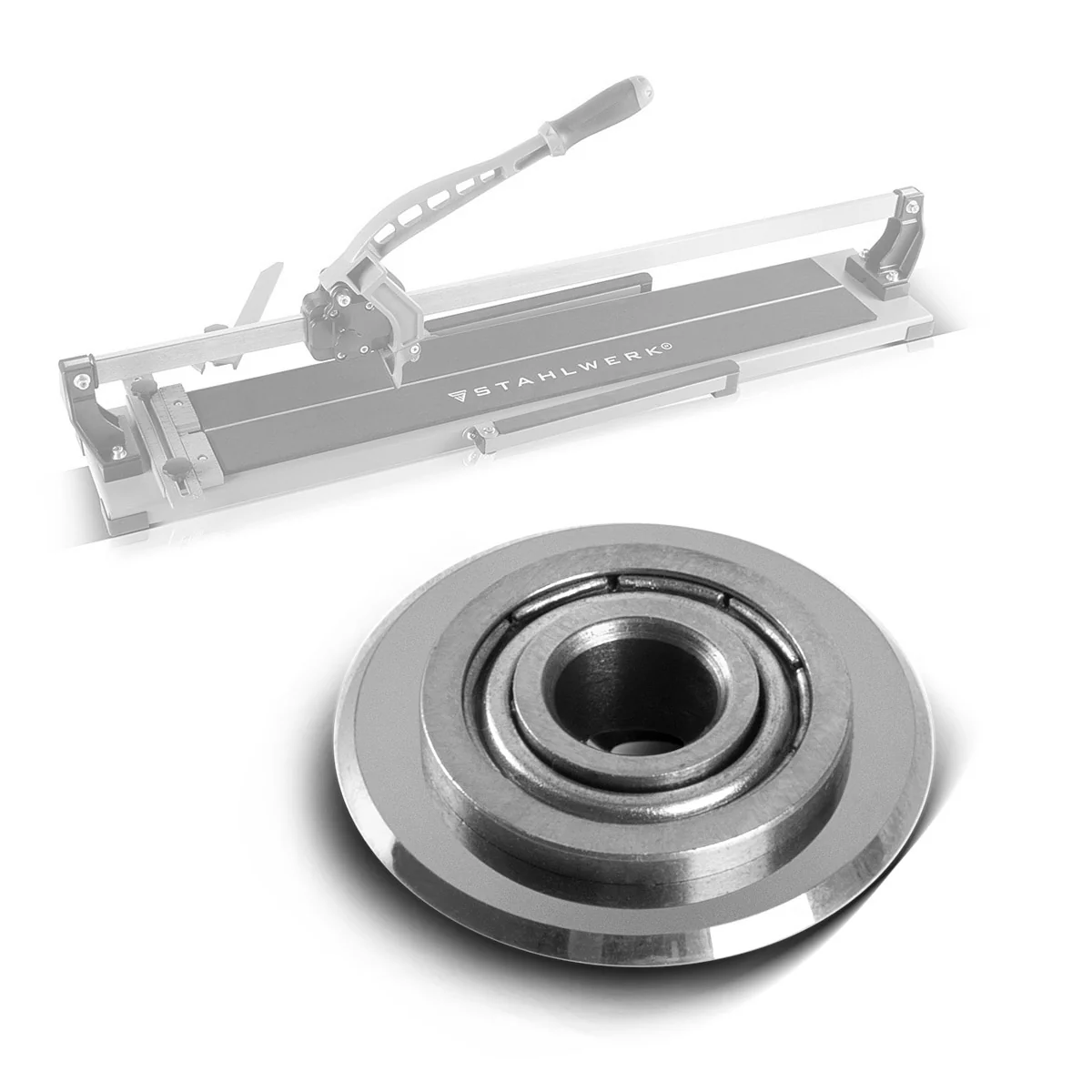 STAHLWERK Universal Fliesenschneidrad 22 x 6 x 6 mm mit 14 mm Schneidleistung für Fliesenschneider, Premium Schneidrad mit Kugellager zum präzisen Schneiden von Keramikfliesen