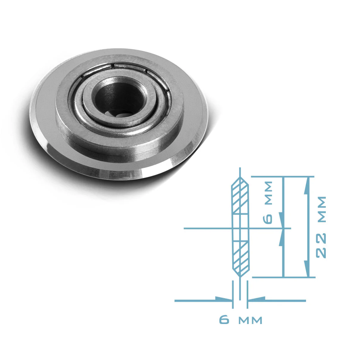 STAHLWERK Universal Fliesenschneidrad 22 x 6 x 6 mm mit 14 mm Schneidleistung für Fliesenschneider, Premium Schneidrad mit Kugellager zum präzisen Schneiden von Keramikfliesen - Image 4
