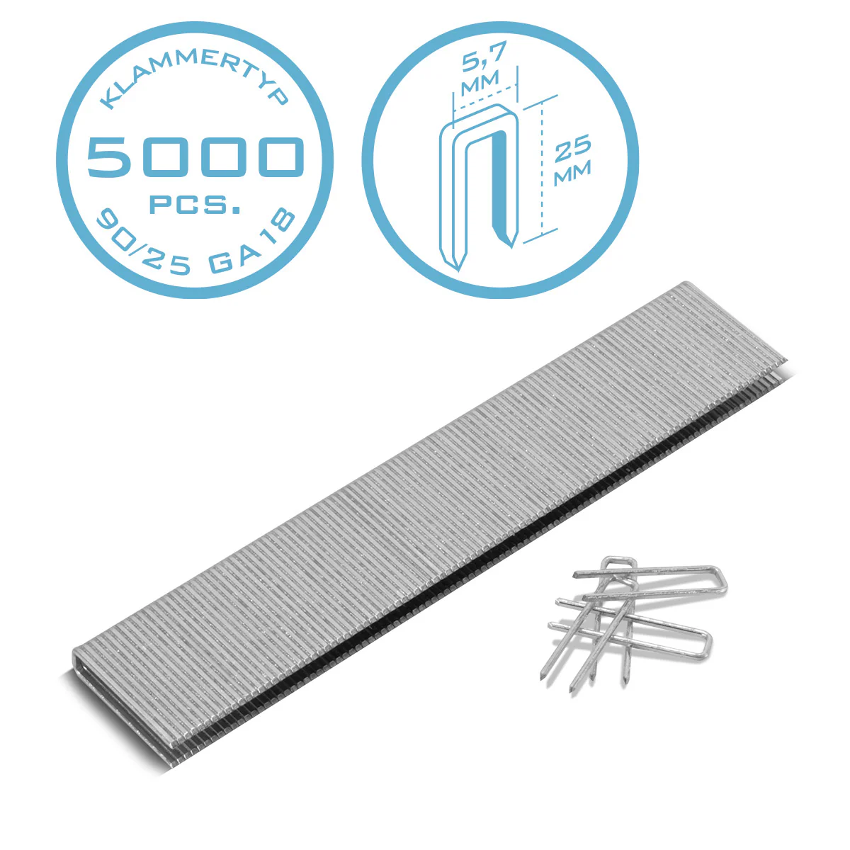 STAHLWERK Heftklammern Typ 90 (1,25 x 1,0 mm) mit 25 mm Länge im 5000er Set | Tackerklammern | Klammern für Handtacker, Drucklufttacker und Elektrotacker Typ 90 25 mm - Image 5