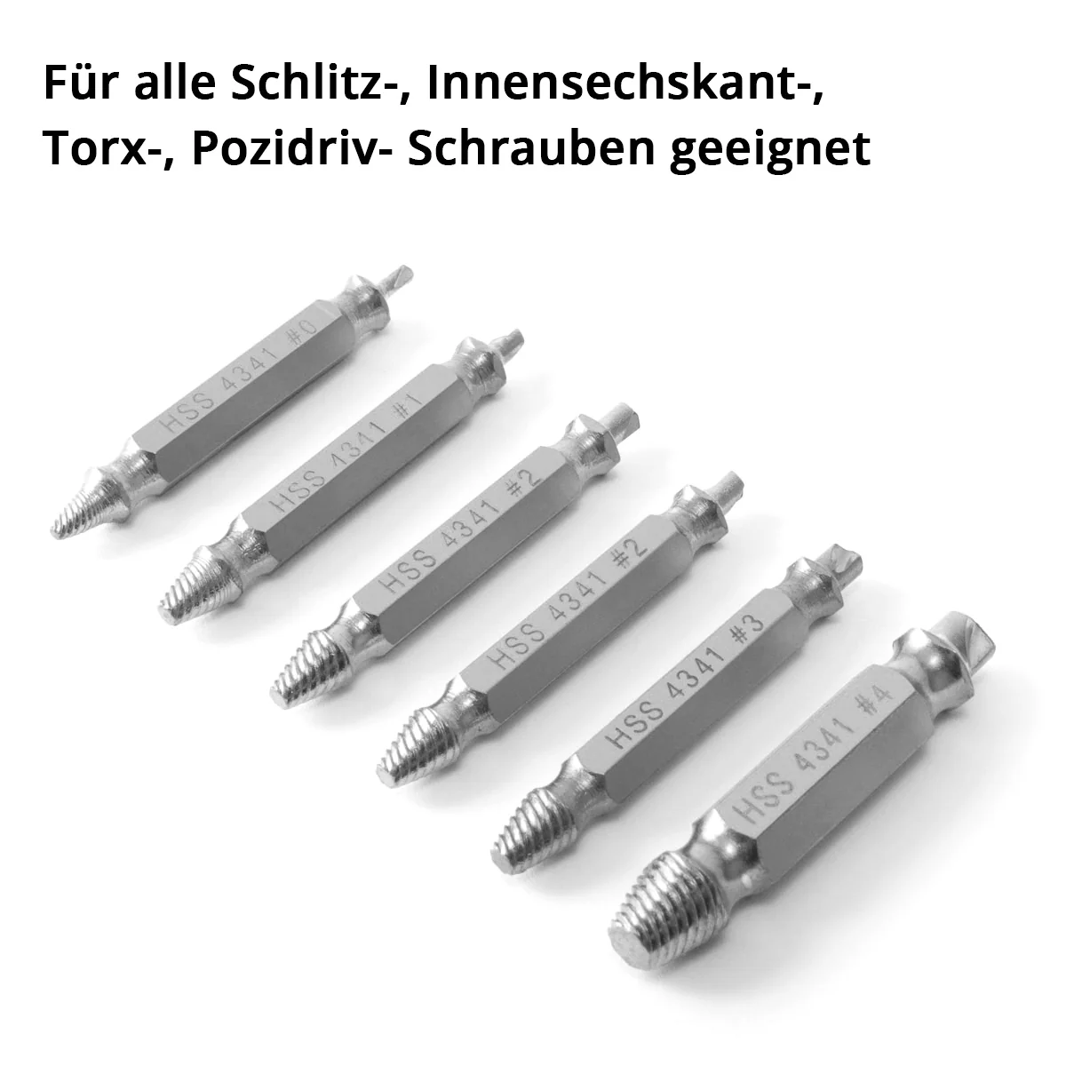 STAHLWERK Linksausdreher / Schraubenentferner / beschädigte Schrauben Ausdreher 6er Set / gehärteter HSS 4341 Stahl - Image 2