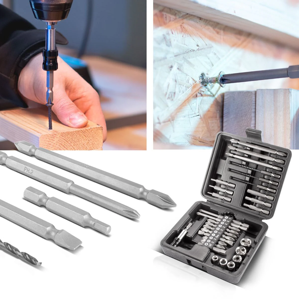 STAHLWERK 28-teiliges Schraubendreher-Bit-Set mit Sechskant-Schaft für Akkuschrauber, Bitsatz und Stecknusssatz aus Chrom-Vanadium inklusive Transportbox | Schraubenzieher Set | Steckschlüsselsatz - Image 7