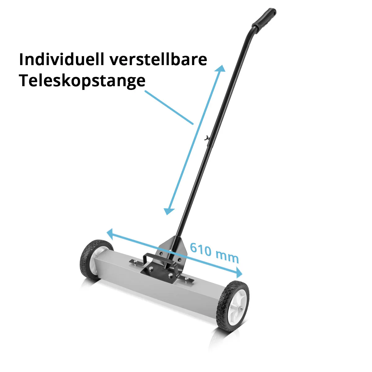 STAHLWERK Magnet-Bodenkehrer MBK-24 ST mit 610 mm Breite und 17,5 kg Fassungsvermögen, Magnetbesen / Spänesammler / Magnetische Kehrmaschine für Metallspäne, Schrauben, Nägel und andere magnetische Kleinteile - Image 6