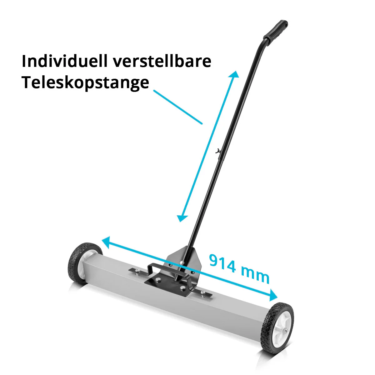 STAHLWERK Magnet-Bodenkehrer MBK-36 ST mit 914 mm Breite und 22,5 kg Fassungsvermögen, Magnetbesen / Spänesammler / Magnetische Kehrmaschine für Metallspäne, Schrauben, Nägel und andere magnetische Kleinteile - Image 4