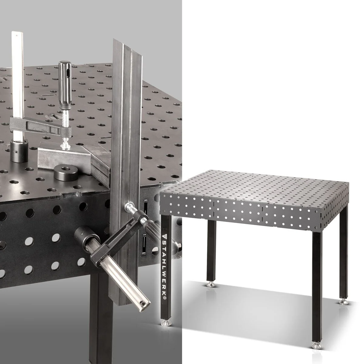 STAHLWERK 3D Schweißtisch WT-100 3D ST mit 1.000 kg Tragkraft, D16 Lochsystem und 6 mm Arbeitsplatte 100 x 80 cm, Montagetisch DIY-Bausatz zum Selbstschweißen aus Carbonstahl mit nivellierbaren Füßen - Image 8