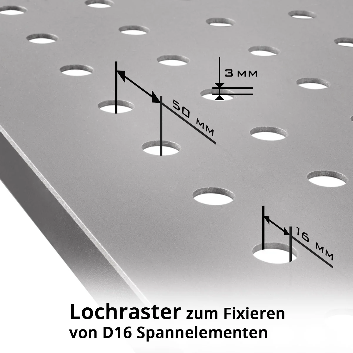 STAHLWERK Schweißtisch | Montagetisch mit 500 kg Tragkraft und 3 mm Arbeitsplatte 91,5 x 46 x 90 cm im D16 Lochsystem, DIY-Bausatz aus hochbelastbarem Carbonstahl mit nivellierbaren Edelstahlfüßen - Image 2