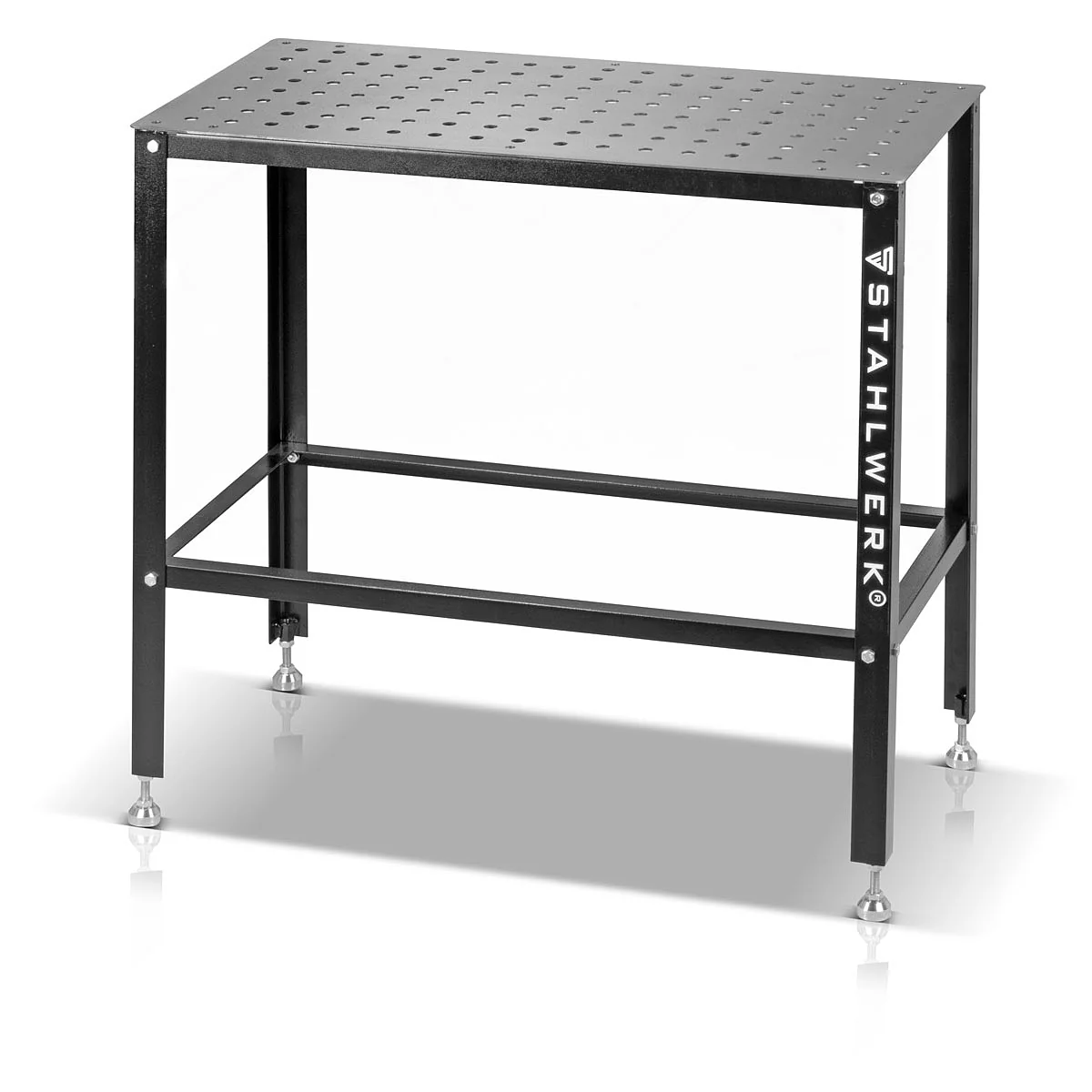 STAHLWERK Schweißtisch | Montagetisch mit 500 kg Tragkraft und 3 mm Arbeitsplatte 91,5 x 46 x 90 cm im D16 Lochsystem, DIY-Bausatz aus hochbelastbarem Carbonstahl mit nivellierbaren Edelstahlfüßen - Image 3