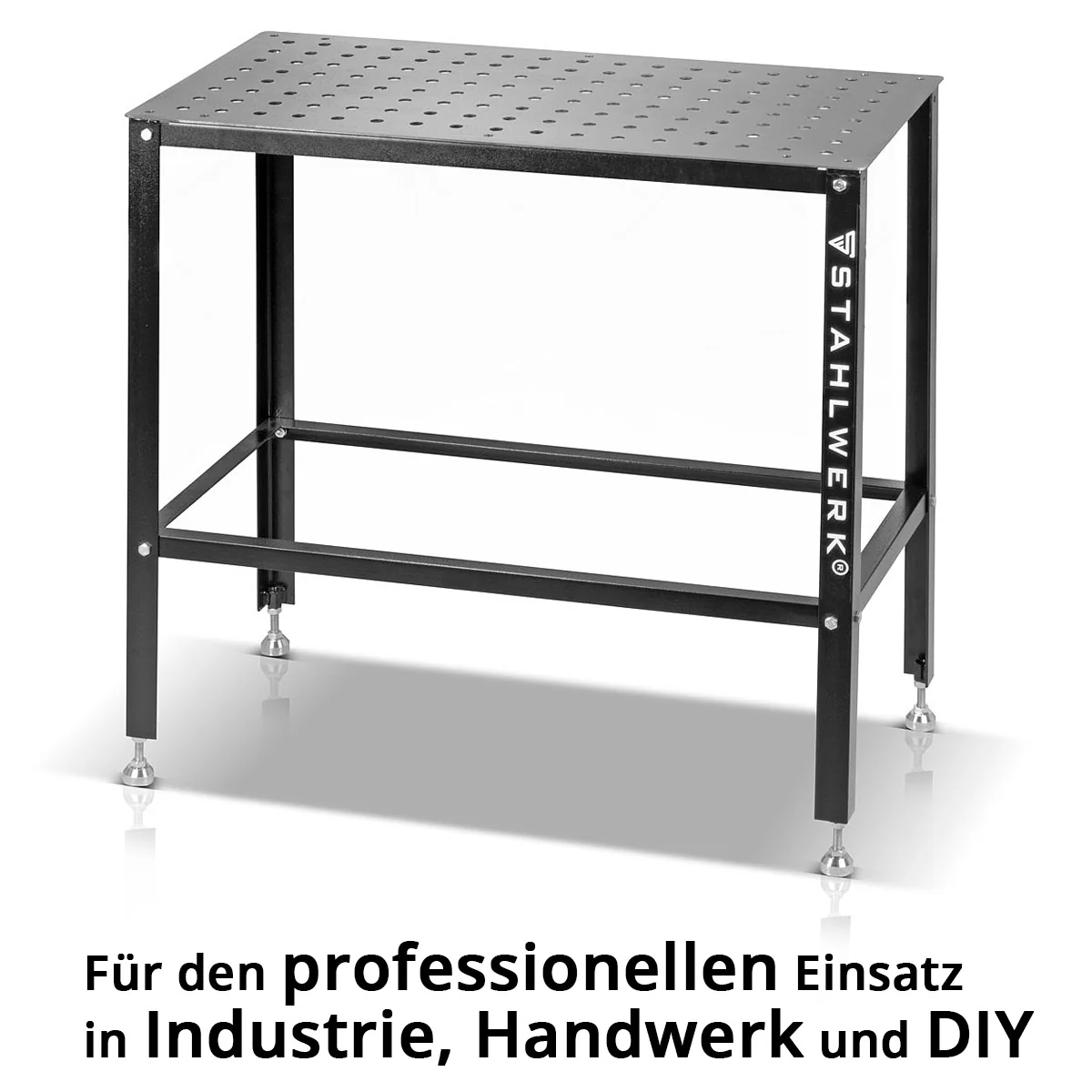 STAHLWERK Schweißtisch | Montagetisch mit 500 kg Tragkraft und 3 mm Arbeitsplatte 91,5 x 46 x 90 cm im D16 Lochsystem, DIY-Bausatz aus hochbelastbarem Carbonstahl mit nivellierbaren Edelstahlfüßen - Image 4