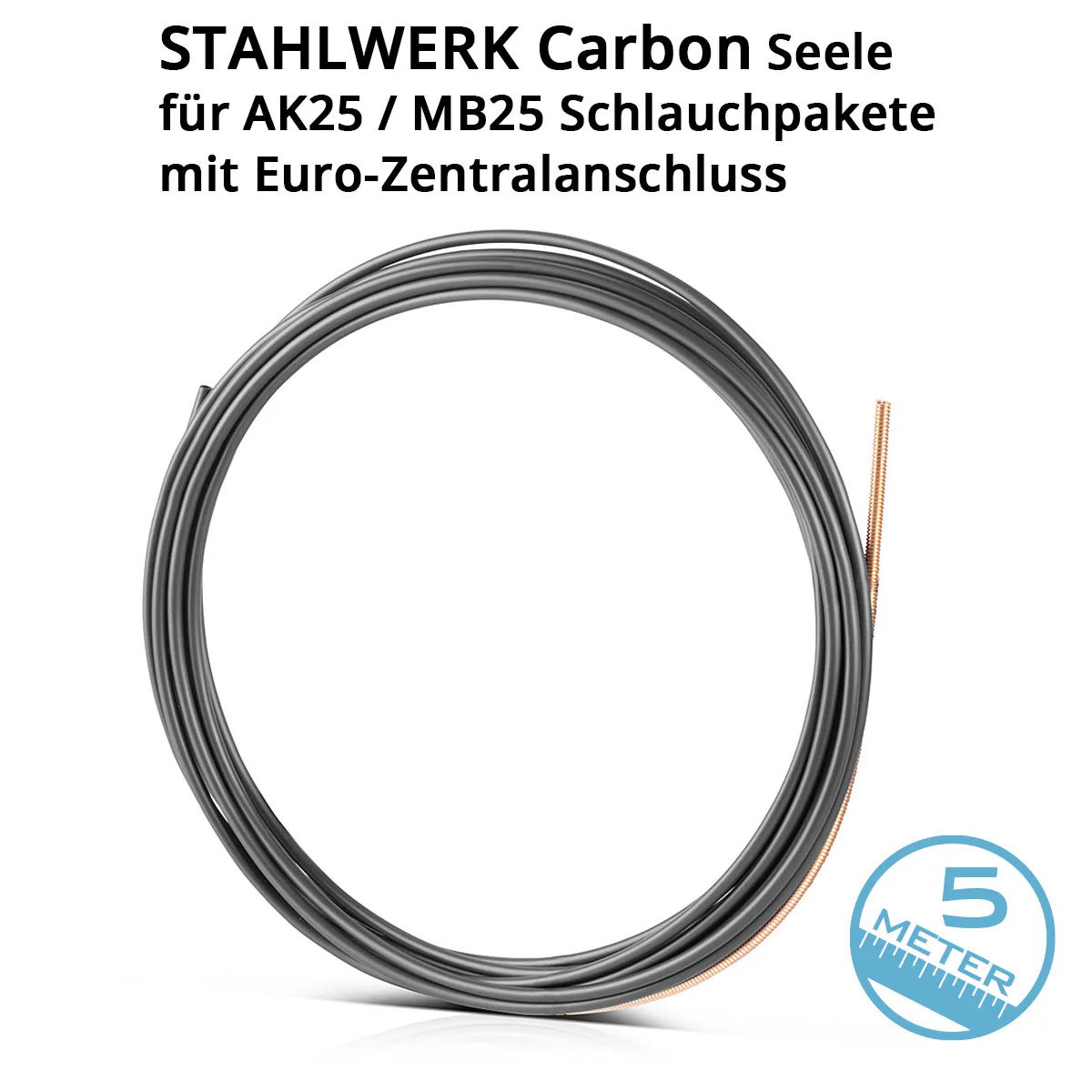 STAHLWERK Universal Carbonseele | Drahtführung 5 m für MIG MAG AK15 | MB15 | AK25 | MB25 Schweißbrenner-Schlauchpakete mit Euro-Zentralanschluss zum professionellen Schweißen von Stahl, Edelstahl und Aluminium-Legierungen - Image 2