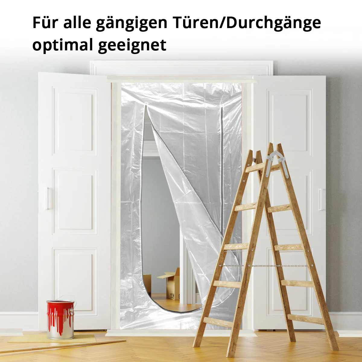 STAHLWERK Staubschutztür 2er Set U-Form Staubtür / Schmutzschleuse / Staubvorhang mit integriertem Reißverschluss - Image 4