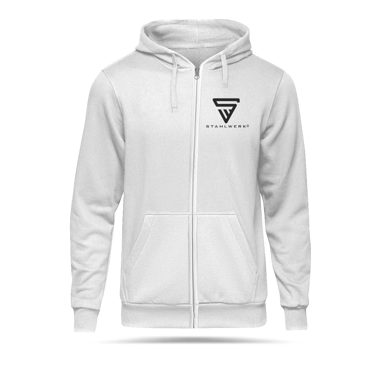 STAHLWERK Hoodie Größe XXXL / Kapuzenpullover / Kapuzenpulli / Sweatjacke mit Reißverschluss in Weiß mit Logoprint