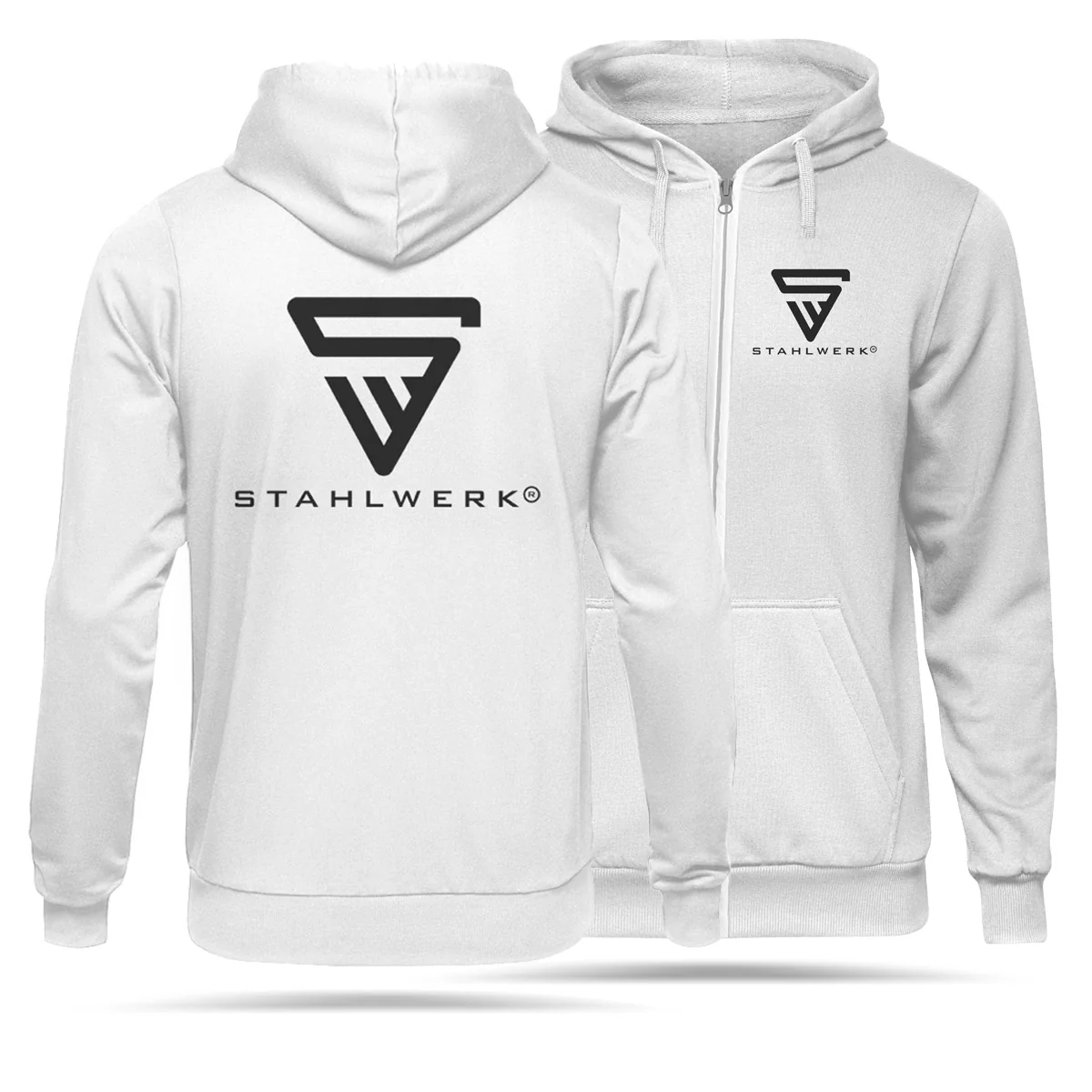 STAHLWERK Hoodie Größe XXXL / Kapuzenpullover / Kapuzenpulli / Sweatjacke mit Reißverschluss in Weiß mit Logoprint - Image 3