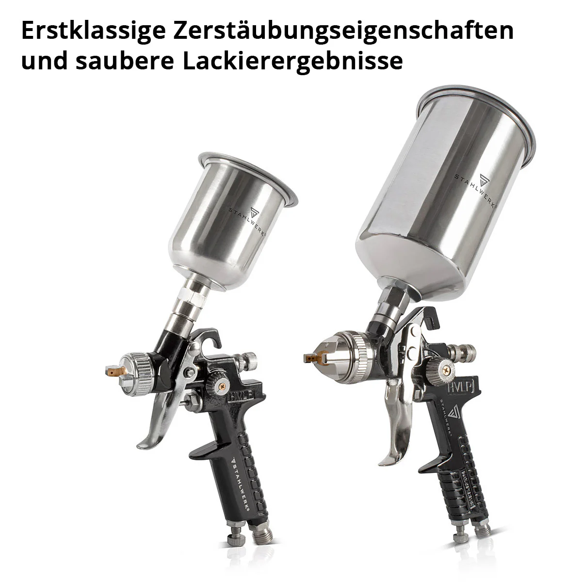 STAHLWERK HVLP Lackierpistolen Set SGS-1125 ST 21 Teile mit 3 Druckluft Lackierpistolen, 0,8 / 1,4 / 1,7 mm Düsensatz, Lackierpistolen-Halter, 3 Fließbechern, Luftdruckregler, Aluminium-Koffer uvm Professioneller Lackiersatz / Spritzpistole / Sprühpistole - Image 3