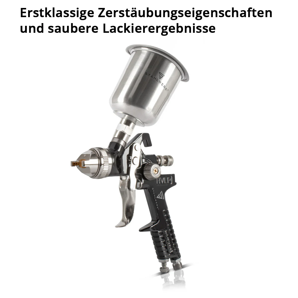 STAHLWERK HVLP Lackierpistole SG-600 ST mit 1,4 mm Düse und 600 ml Fließbecher, Lackierpistolen-Halter, Profi Spritzpistole / Sprühpistole / Spraypistole - Image 5